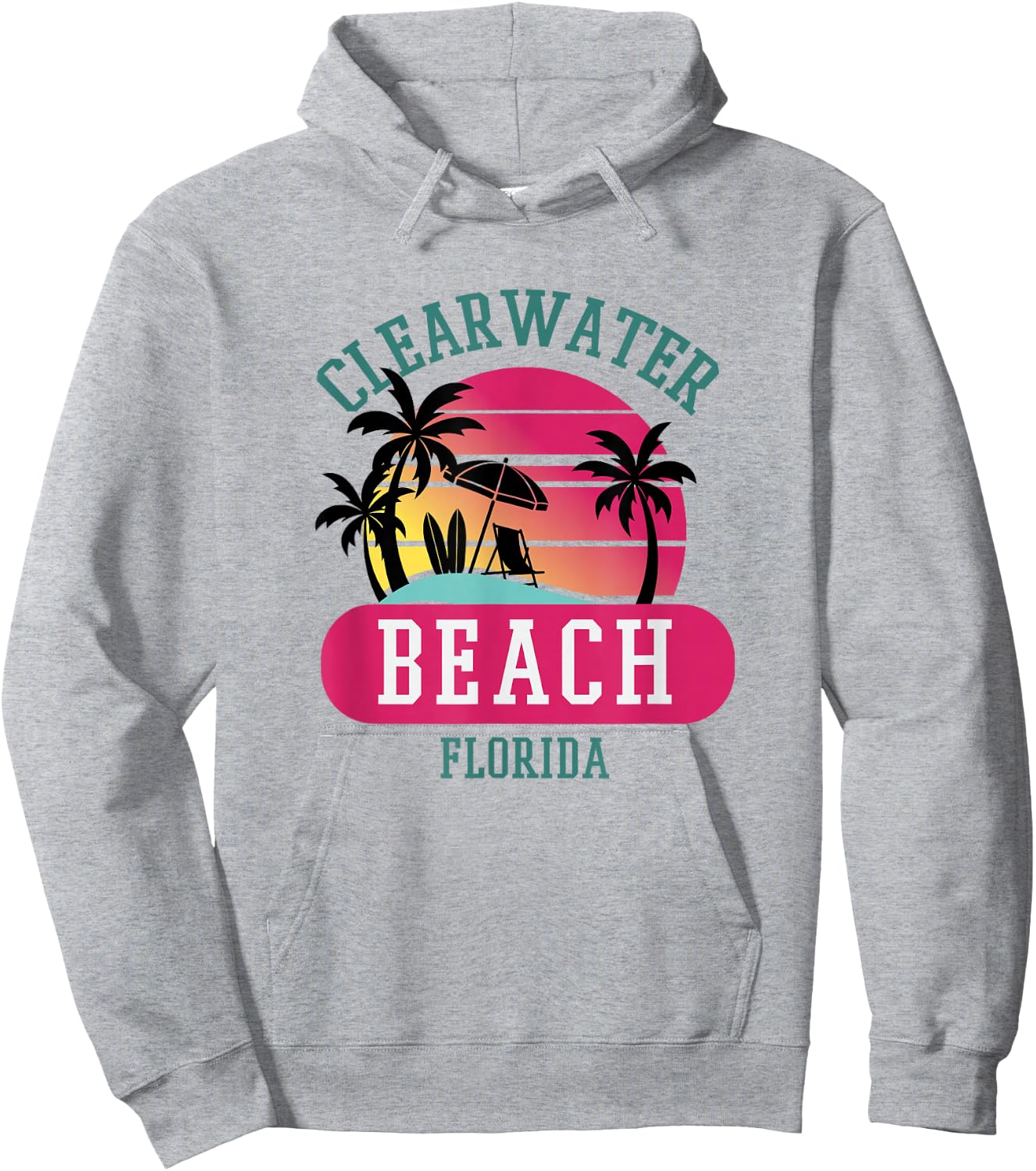 Retro Cool Clearwater Beach Original Florida Beaches Novelty Hoodie - Hoodie | Ash