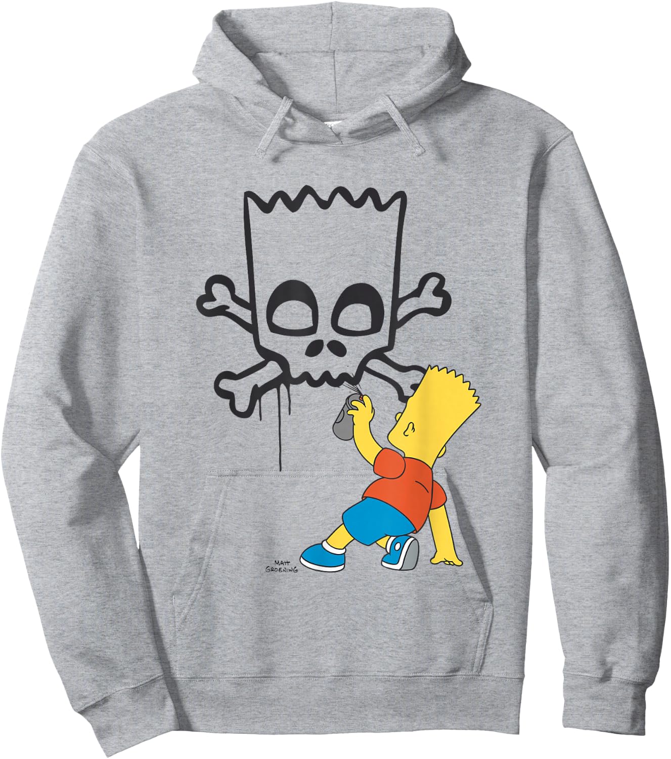 The Simpsons Bart Spray Paint Skull Graffiti Hoodie - Hoodie | Ash