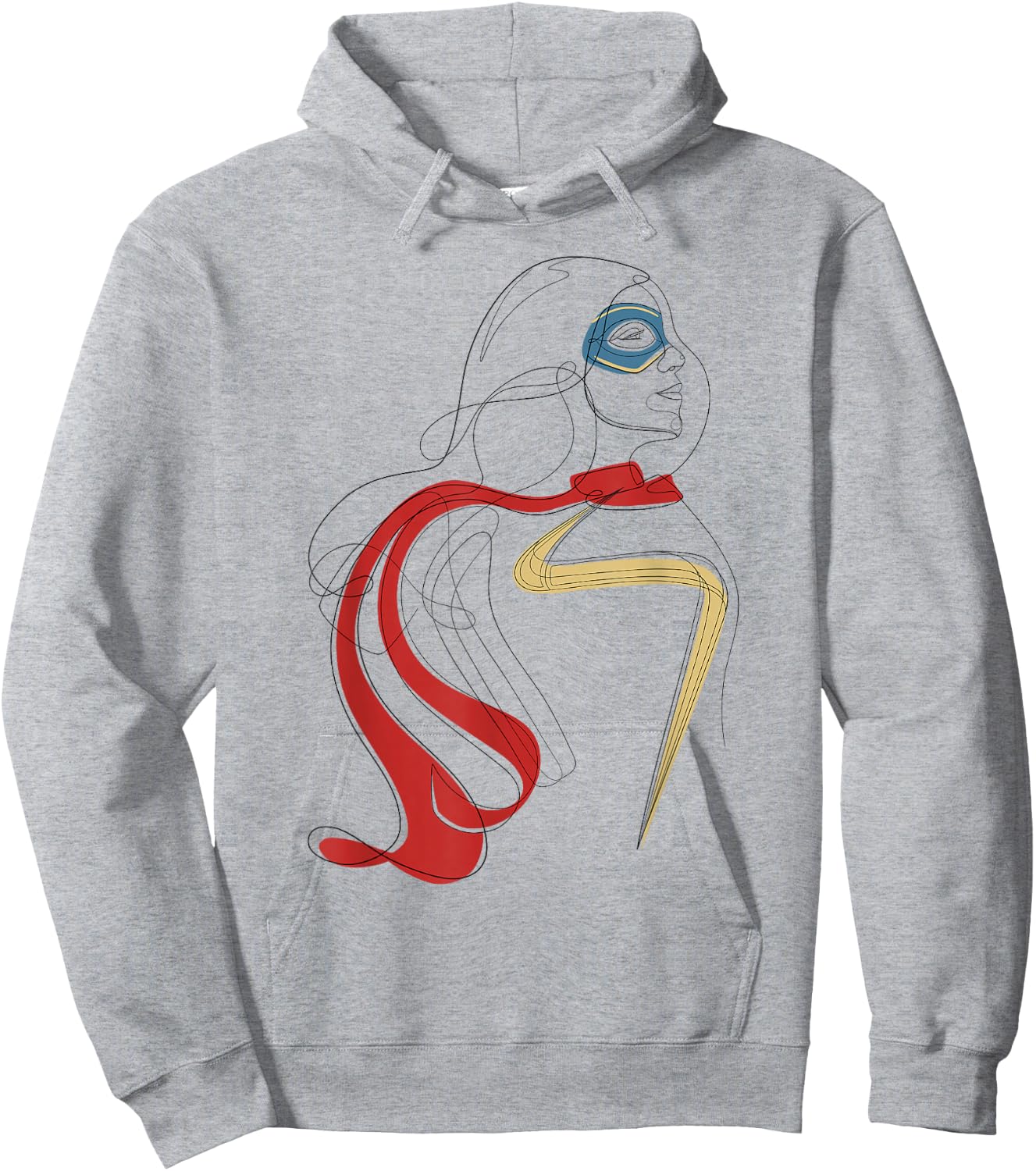 Marvel Ms. Marvel Continuous Line Portrait Hoodie - Hoodie | Ash