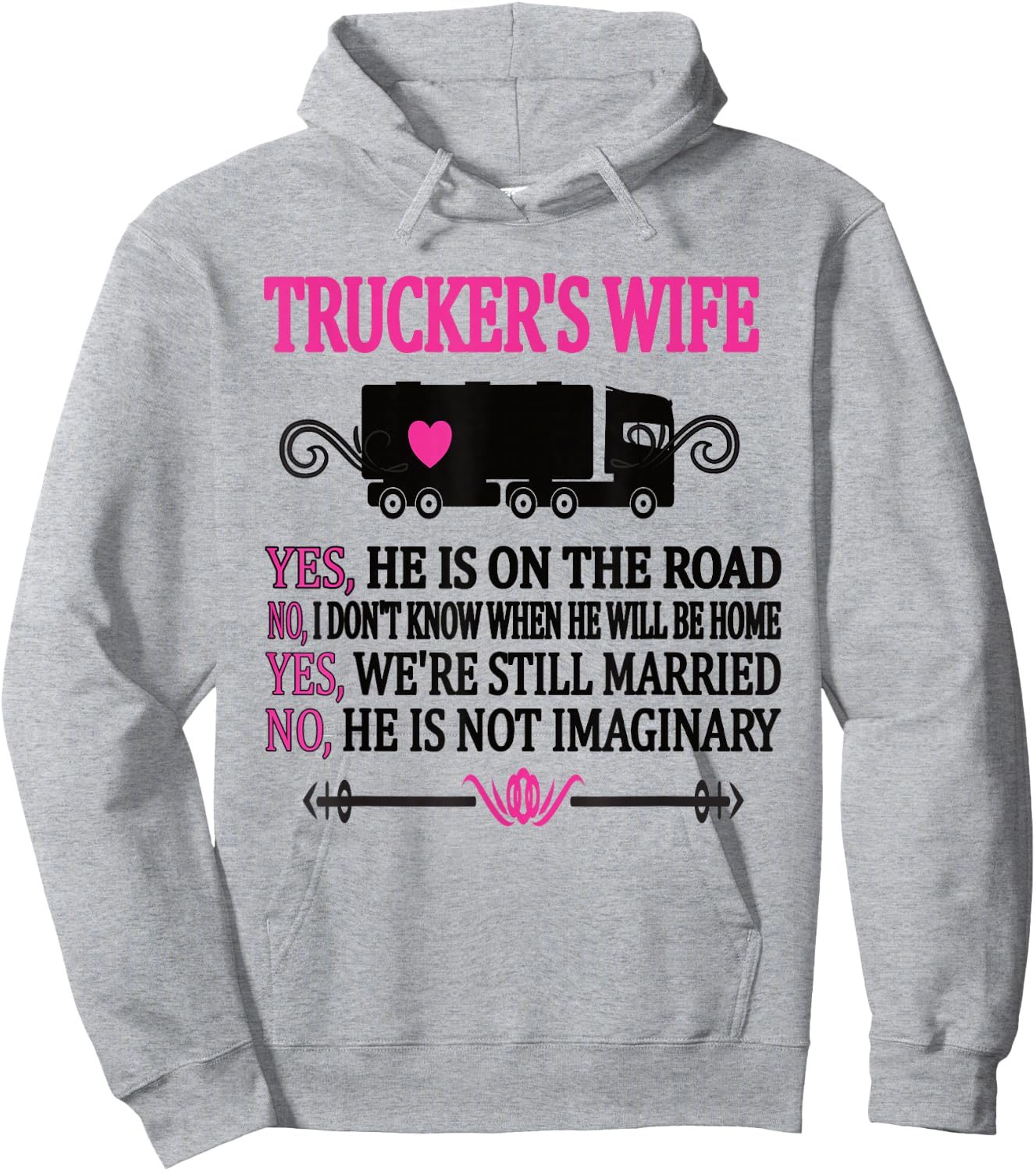 Proud Trucker's Wife Funny Truck Driver Wife Hoodie - Hoodie | Ash
