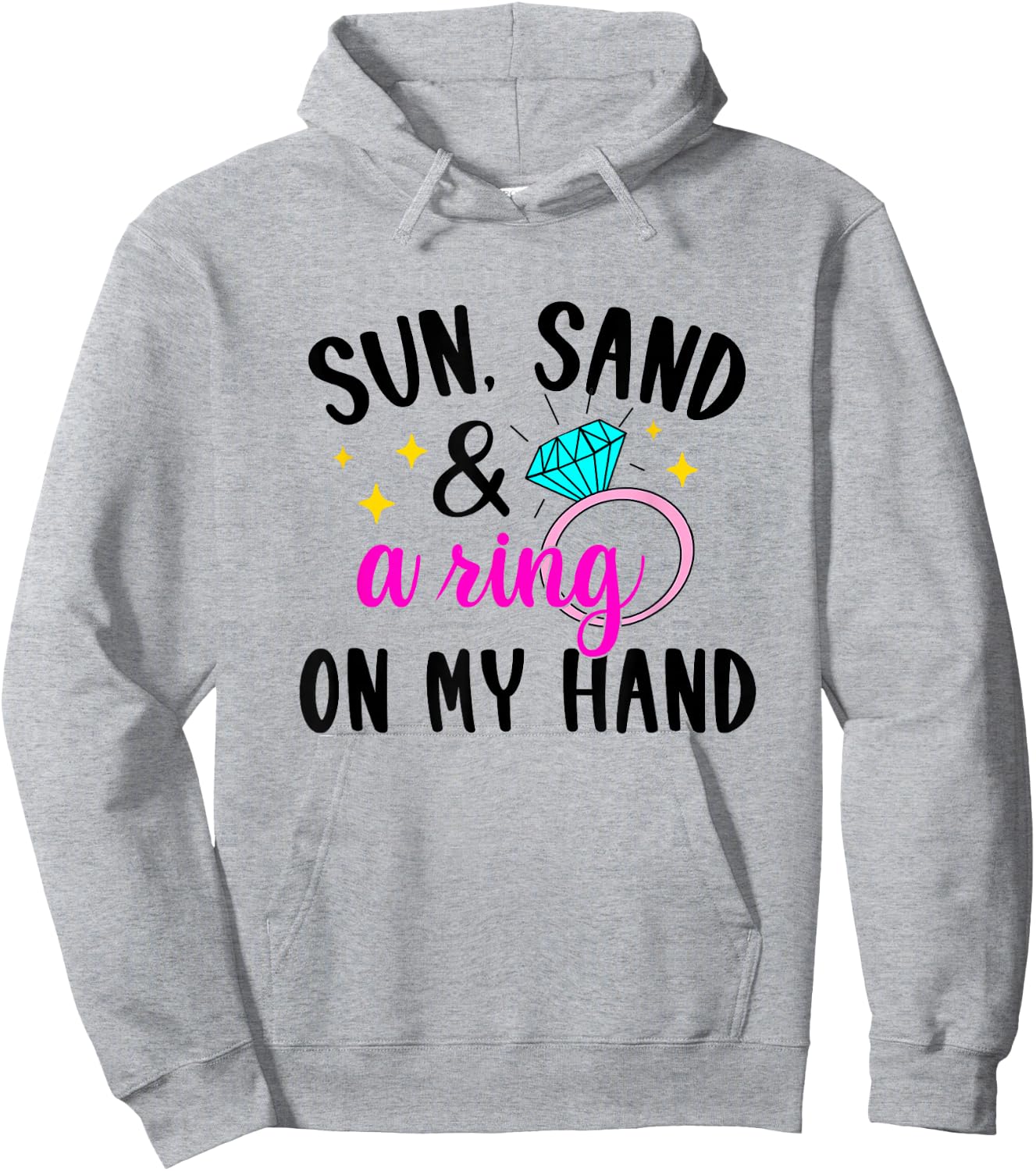 Sun Sand & Ring On My Hand Bride Beach Bachelorette Matching Hoodie - Hoodie | Ash