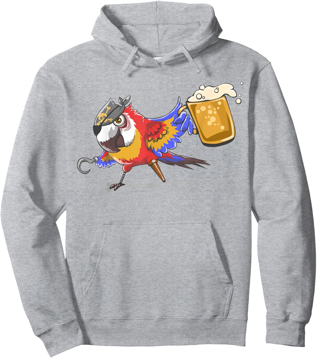 Beer Drinking Pirate Parrot , Gasparilla Party Gift Hoodie - Hoodie | Ash