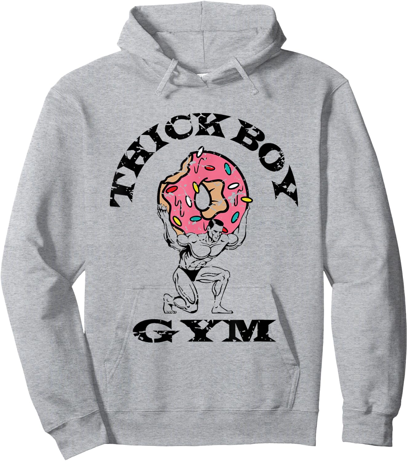 Thick Boy Gym Club Distressed Retro Old School Bodybuilding Hoodie - Hoodie | Ash