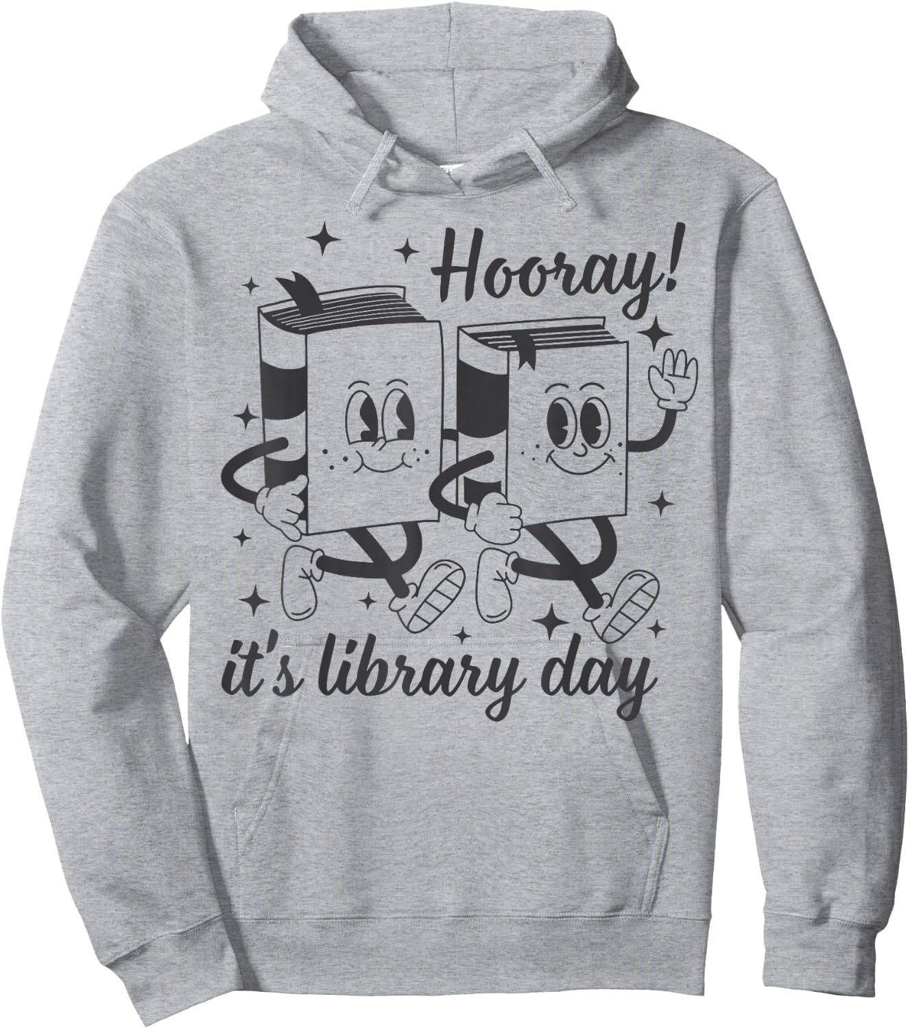 Hooray It's Library Day Librarian Reading Bookish Groovy Hoodie - Hoodie | Ash
