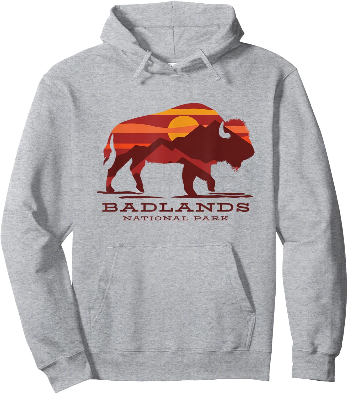 Badlands National Park South Dakota Buffalo Bison Sunset Hoodie - Hoodie | Ash