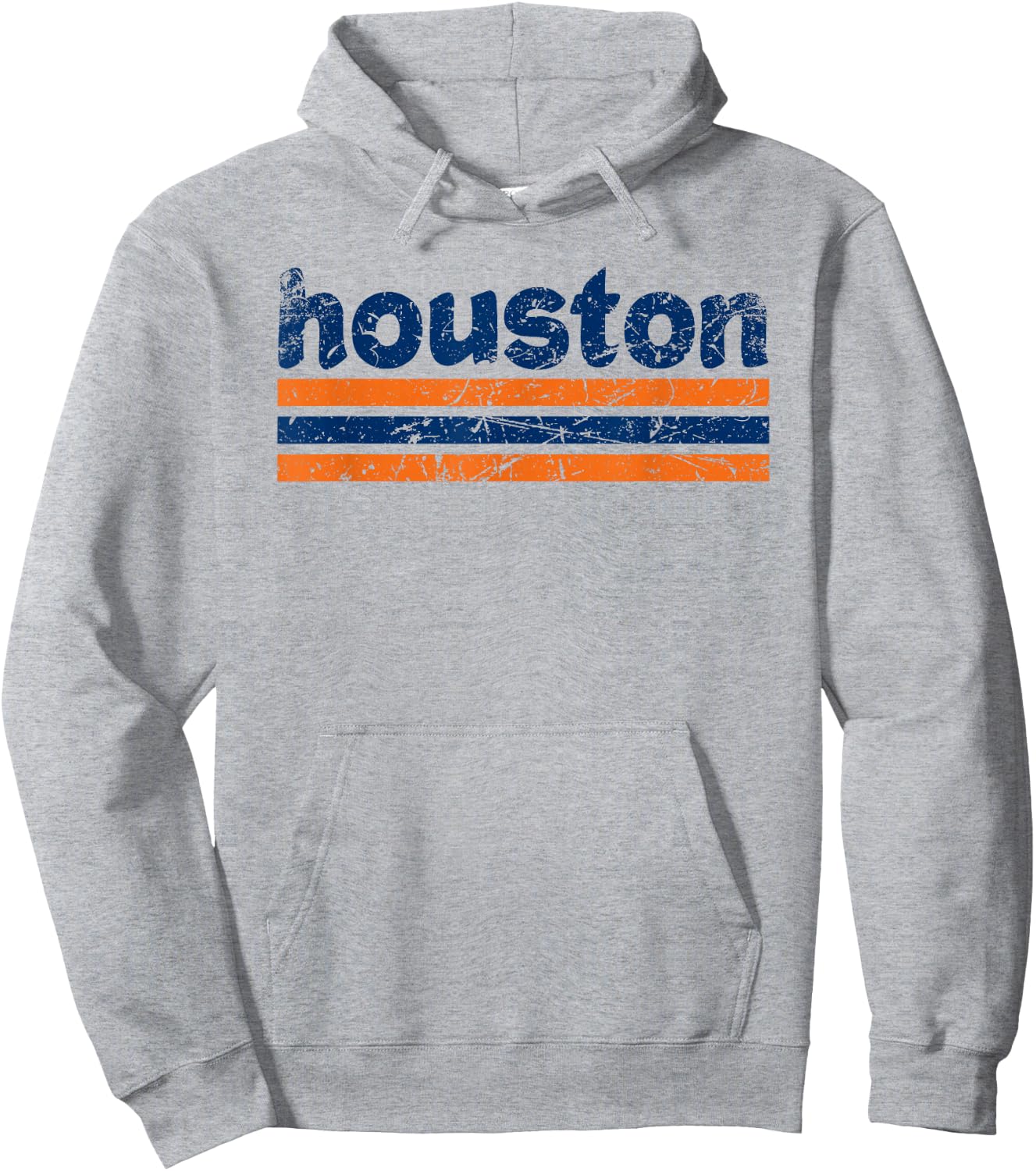 Houston Texas Three Stripe Vintage Weathered Hoodie - Hoodie | Ash