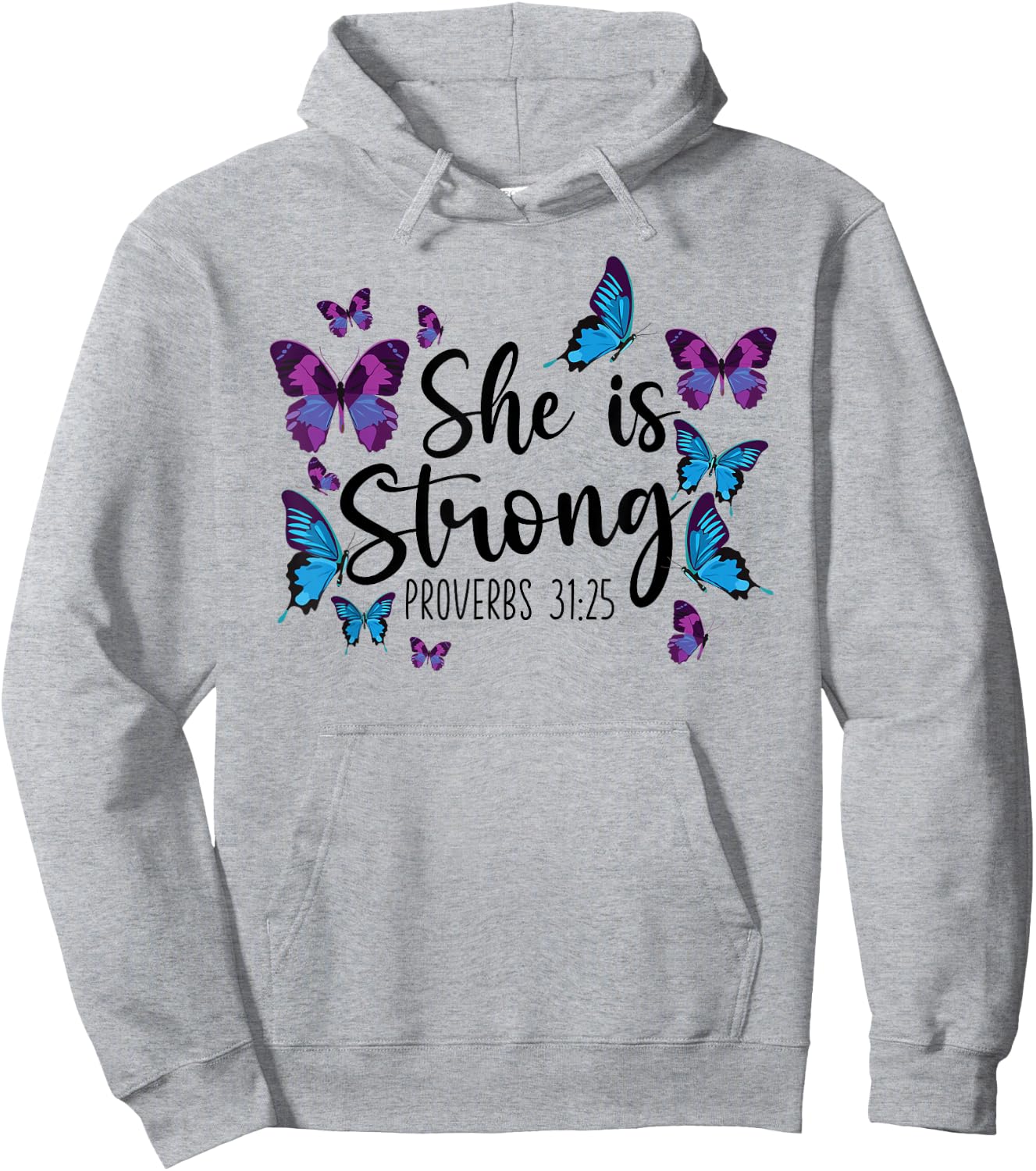 Christian Bible Verse Quote Butterfly Proverbs 31:25 Hoodie - Hoodie | Ash