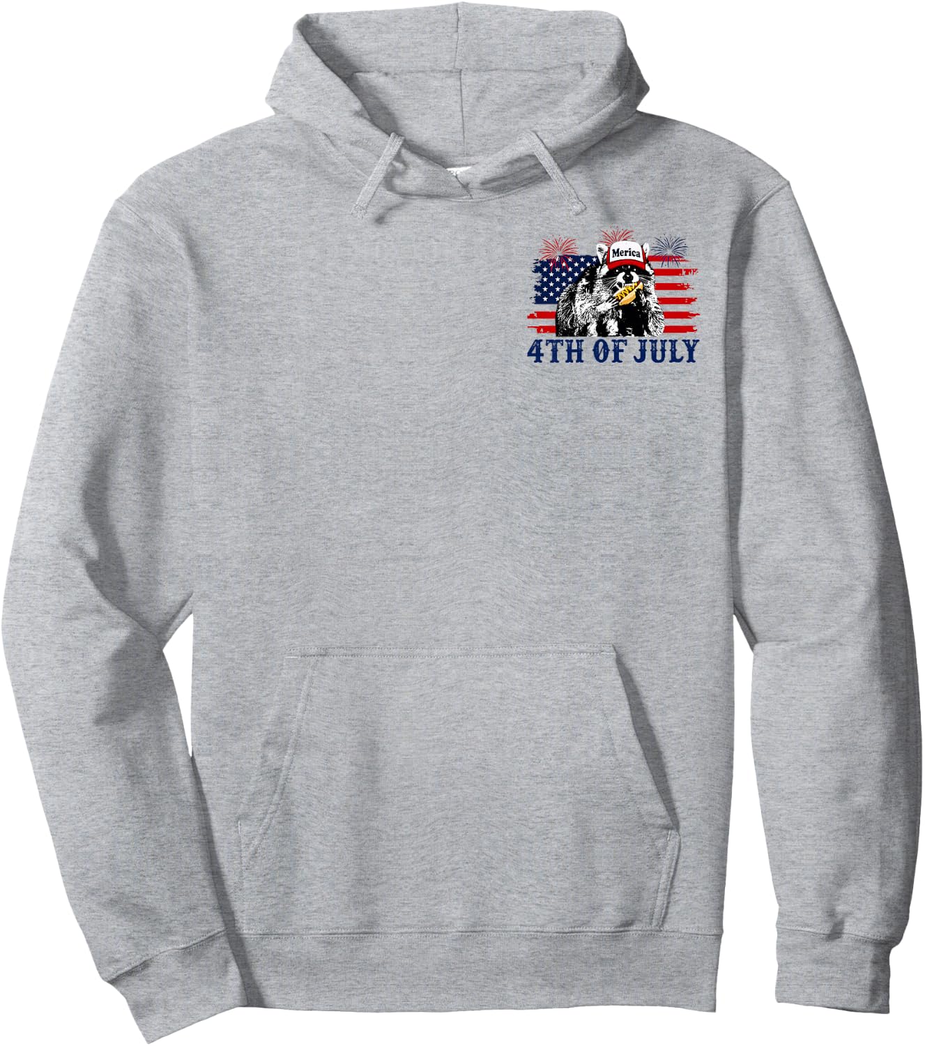 (2 Sided) 4th of July US Flag Raccoon If I Ever Get Rabies Hoodie - Hoodie | Ash