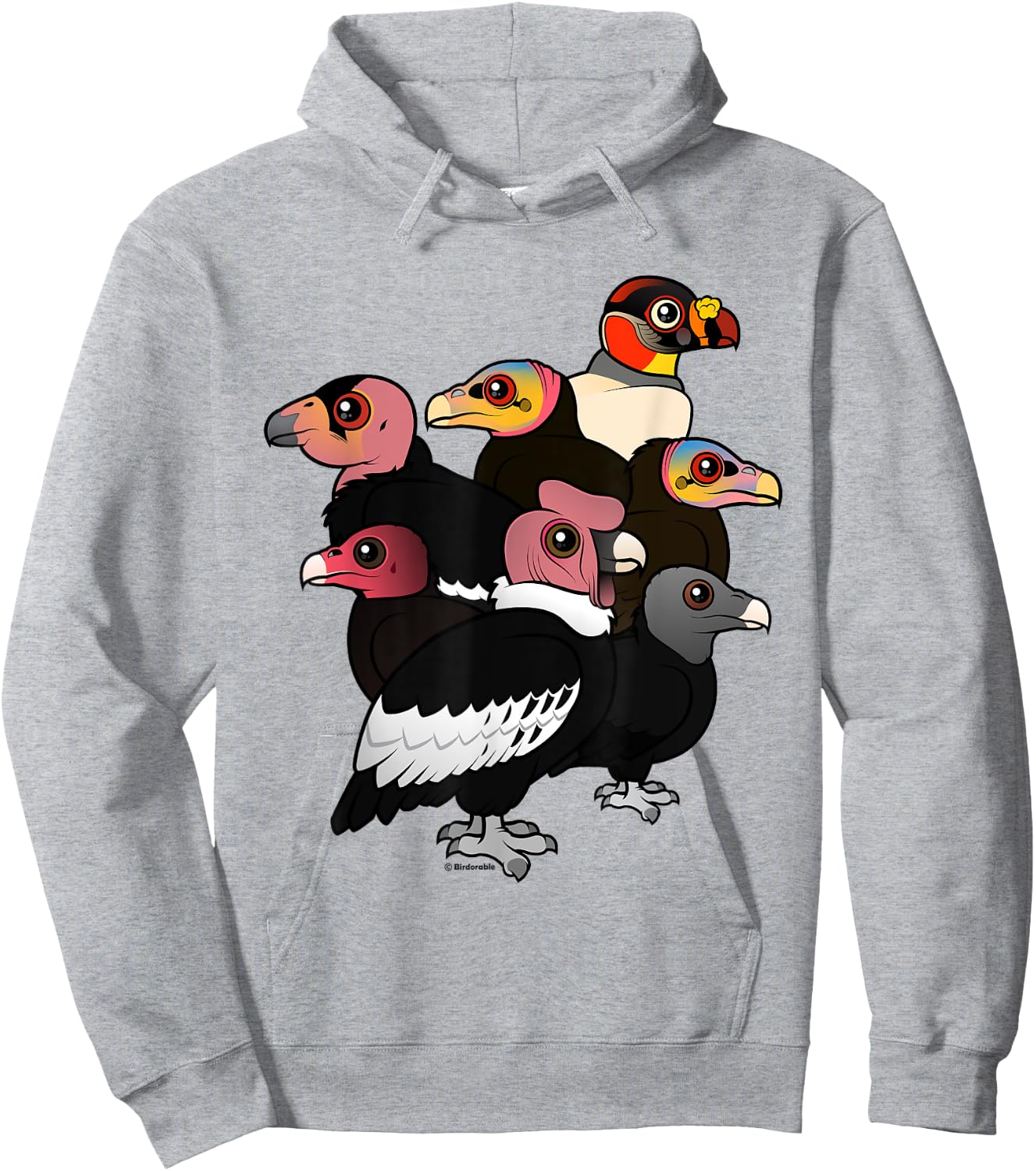 New World Vultures and Condors Cartoon Birdorable Hoodie - Hoodie | Ash
