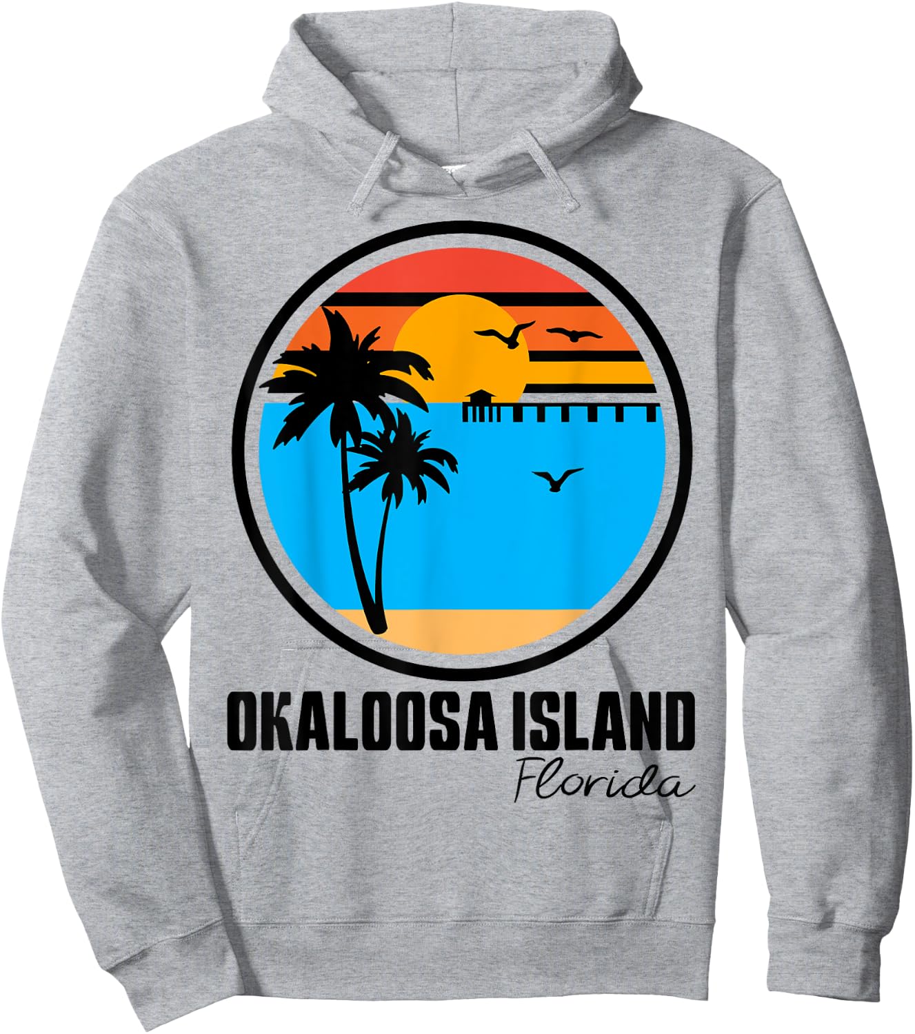 Okaloosa Island Destin Florida Sunset Ocean Palm Tree Beach Women Girls Kids Hoodie - Hoodie | Ash