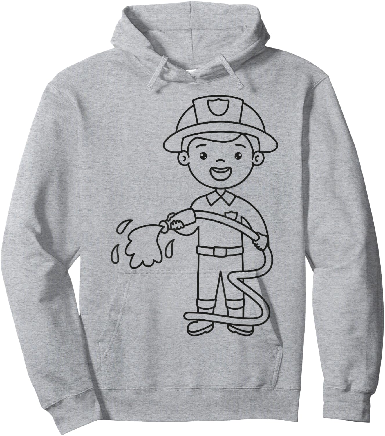 Fireman to paint & color for kids Firefighter Hoodie - Hoodie | Ash
