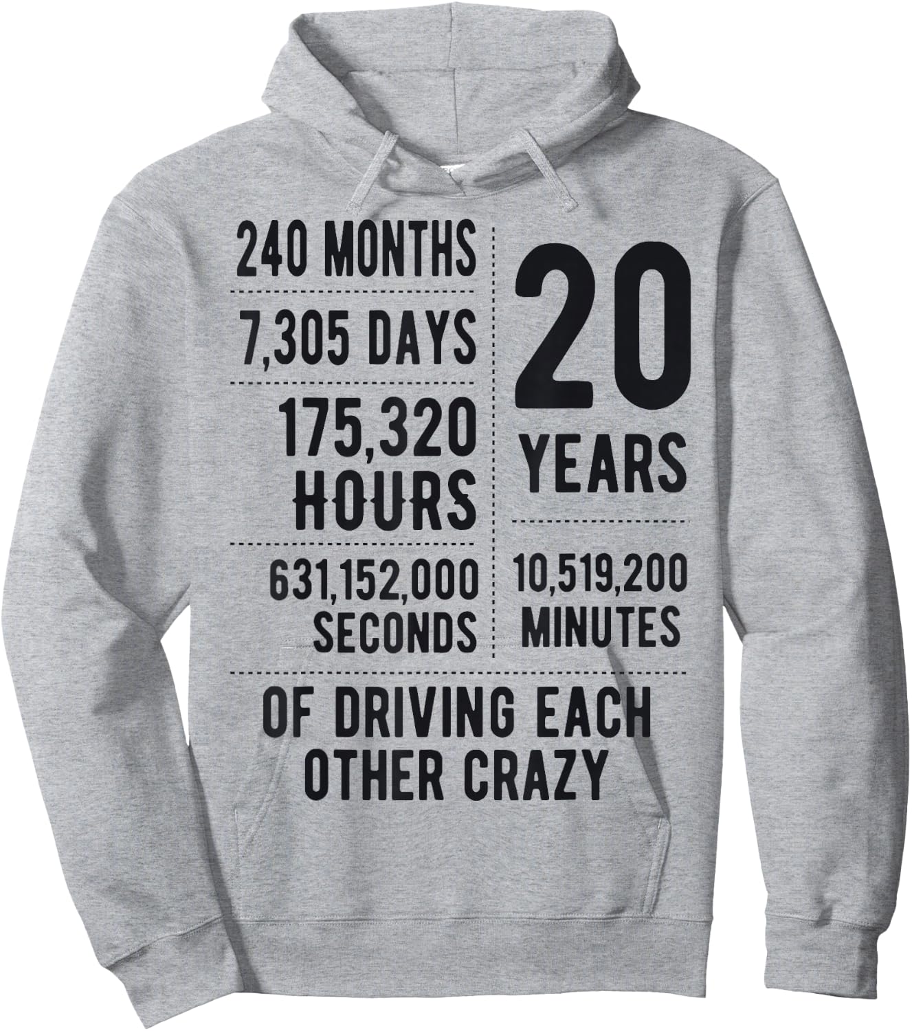 20 Years Married Funny 20th Wedding Anniversary Hoodie - Hoodie | Ash