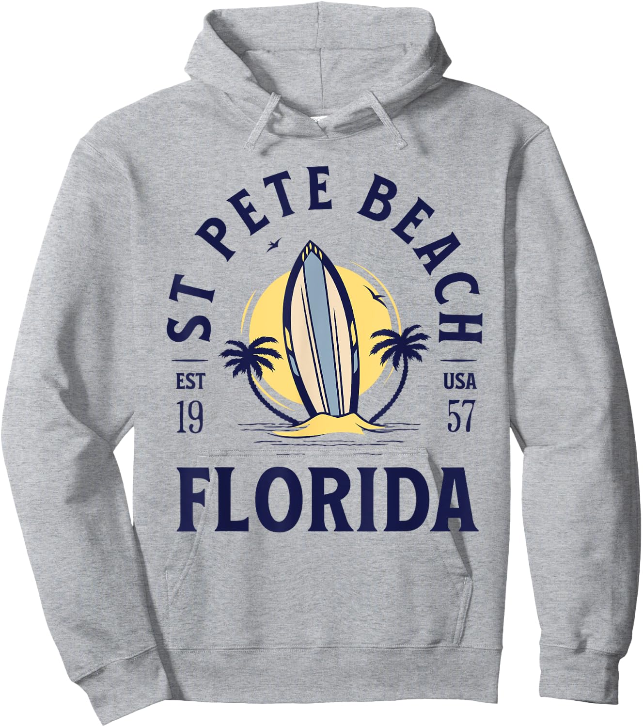 St Pete Florida Beach Surf Summer Vacation Vintage Hoodie - Hoodie | Ash