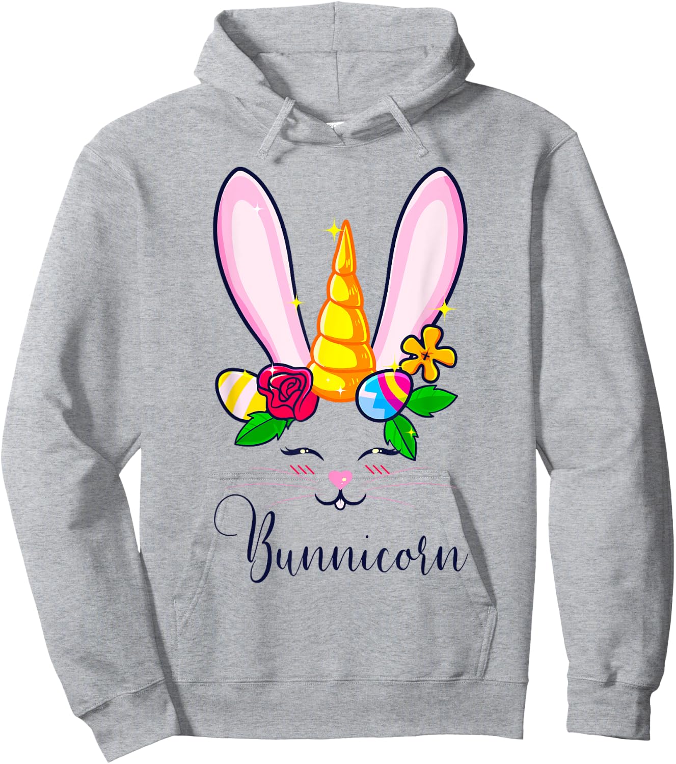 Bunnicorn Easter Bunny Unicorn Rabbit Cute Women Kids Girls Hoodie - Hoodie | Ash