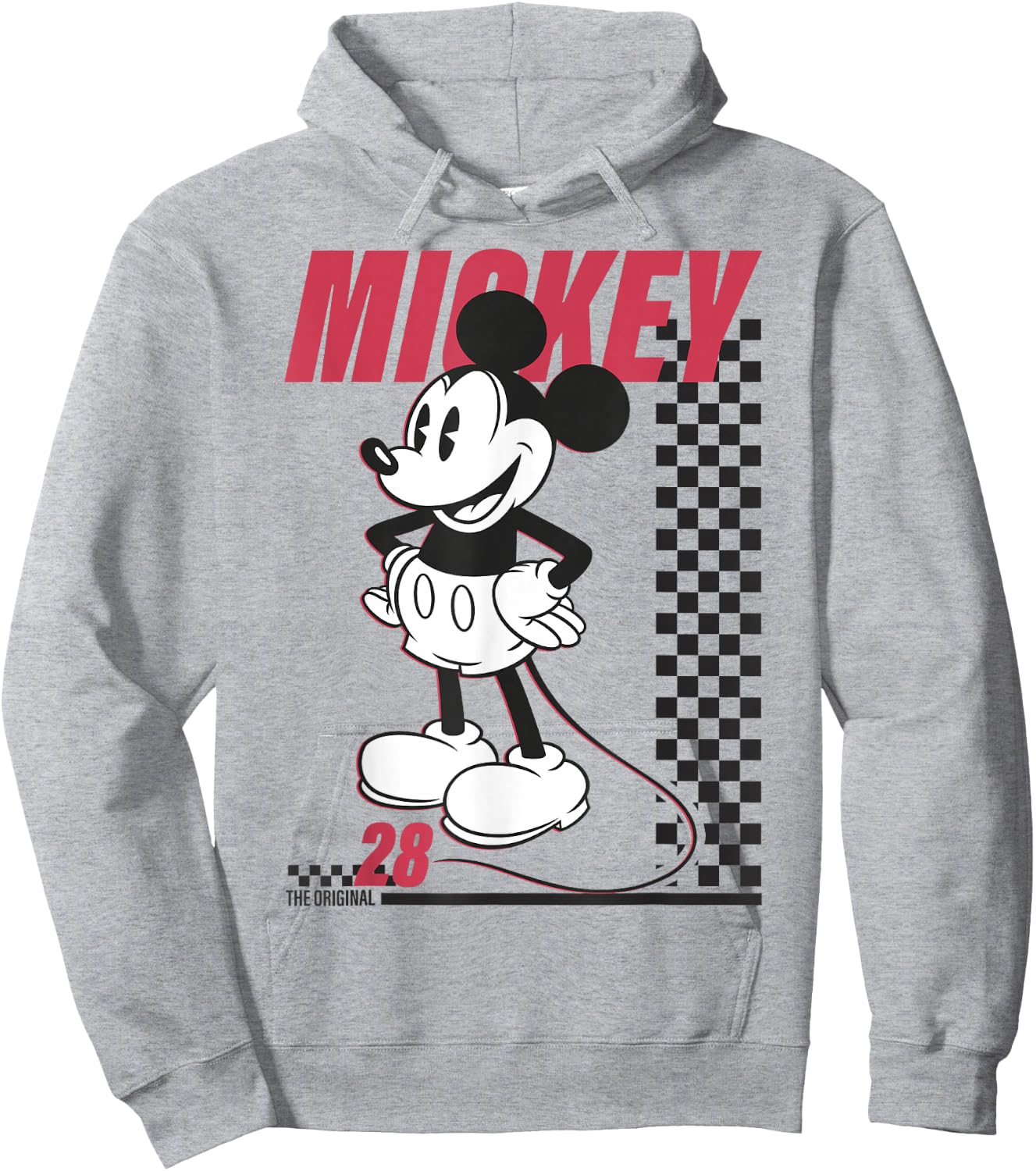Disney Mickey and Friends Mickey Mouse Checkerboard Stripe Hoodie - Hoodie | Ash