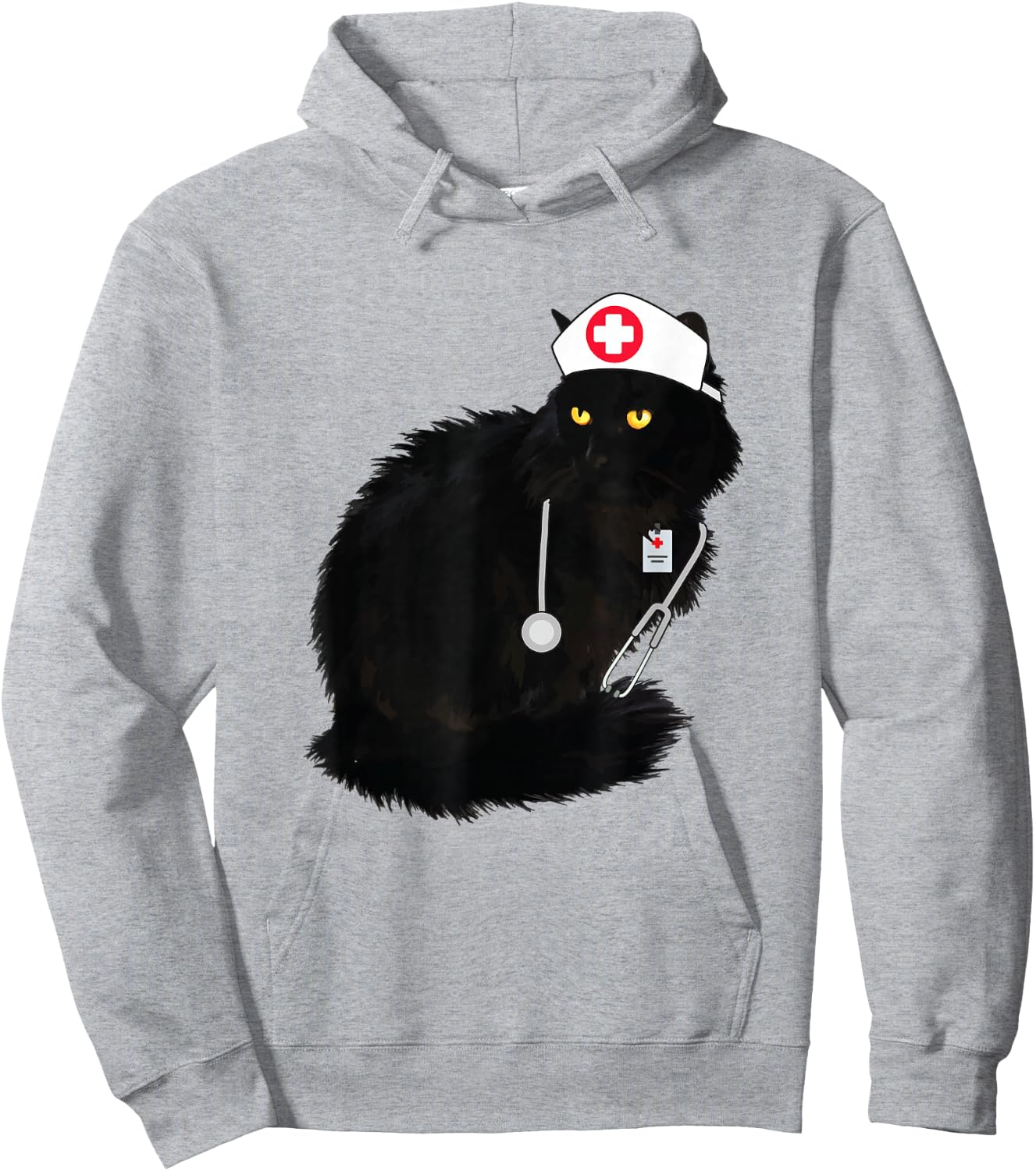 Black Cat Nurse Shirt Women Men Funny Hoodie - Hoodie | Ash