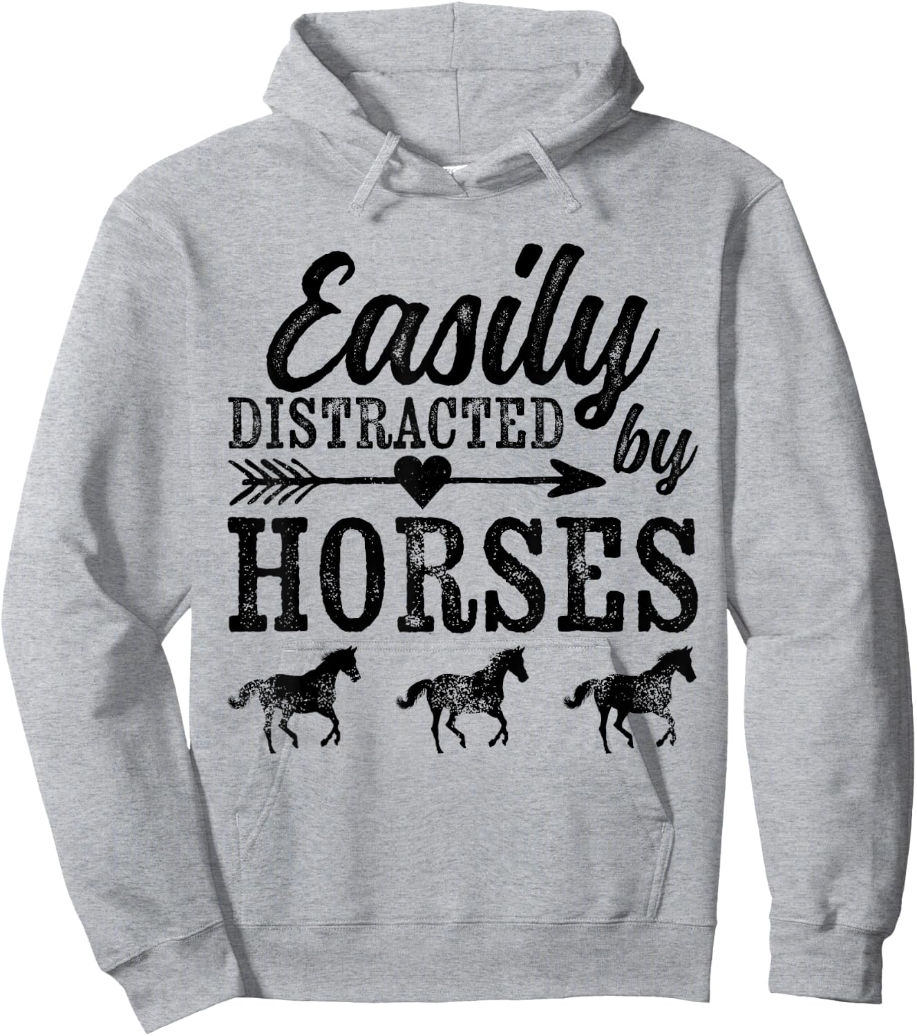 Easily Distracted By Horses Ladies Rodeo Funny Horse Saying Hoodie - Hoodie | Ash
