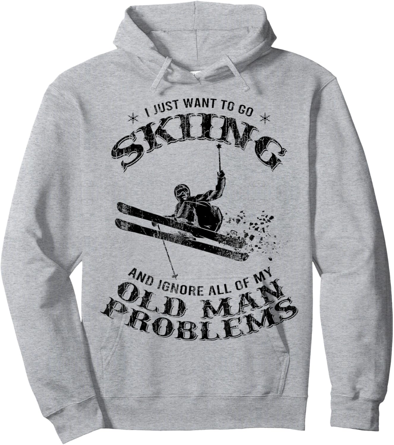Funny Winter Skiing Snow Ski Skiers Novelty Gift Dad Men Hoodie - Hoodie | Ash