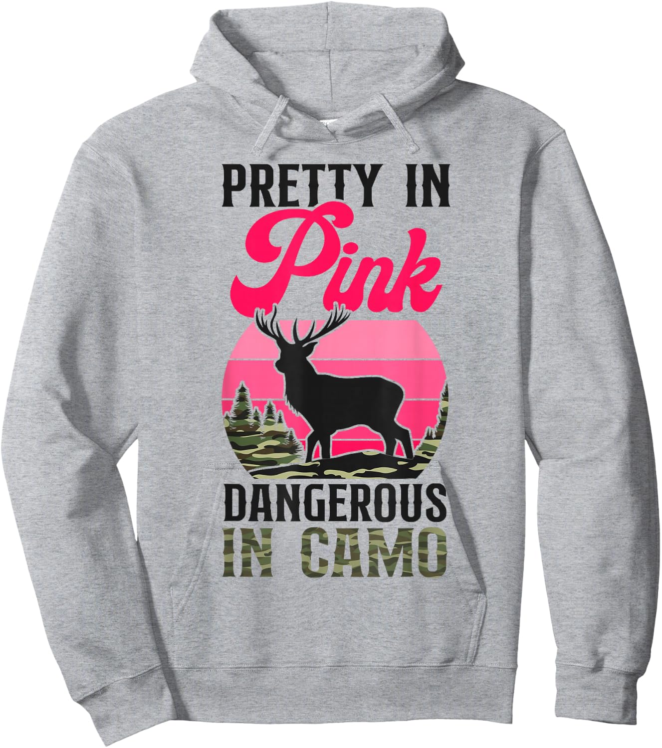 Buck Deer Hunting Hunter Girl Vintage Camouflage Camo Pretty Hoodie - Hoodie | Ash