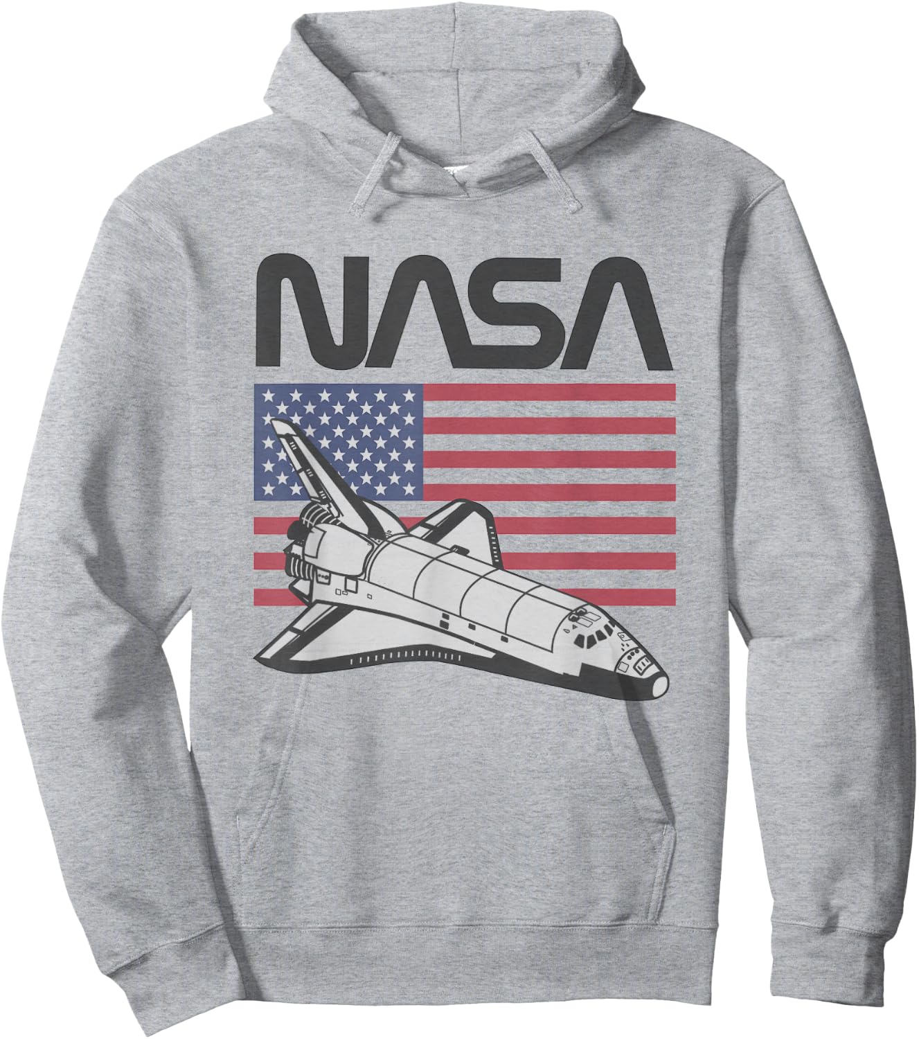 NASA Americana Iconic Space Shuttle Flag Big Chest Poster V2 Hoodie - Hoodie | Ash