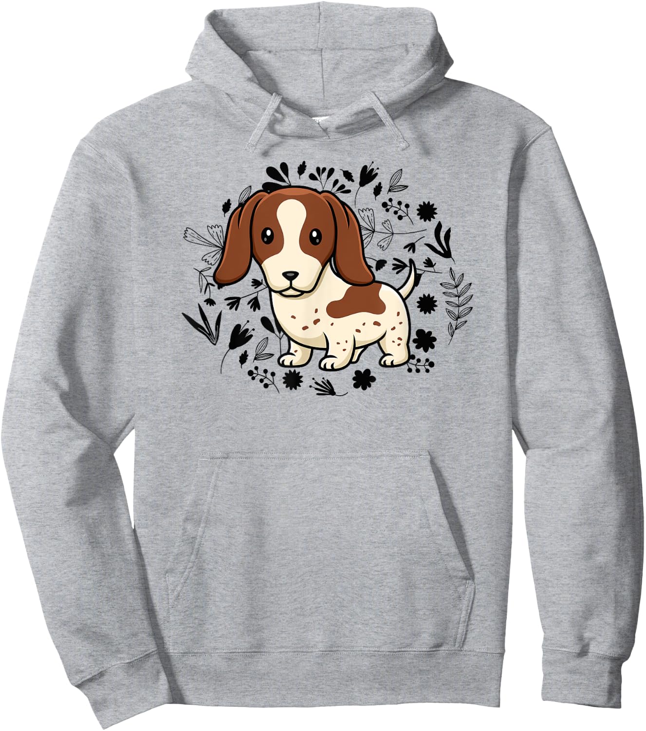 Floral Piebald Dachshund Lover Doxie Mom Dog Mama Lover Hoodie - Hoodie | Ash