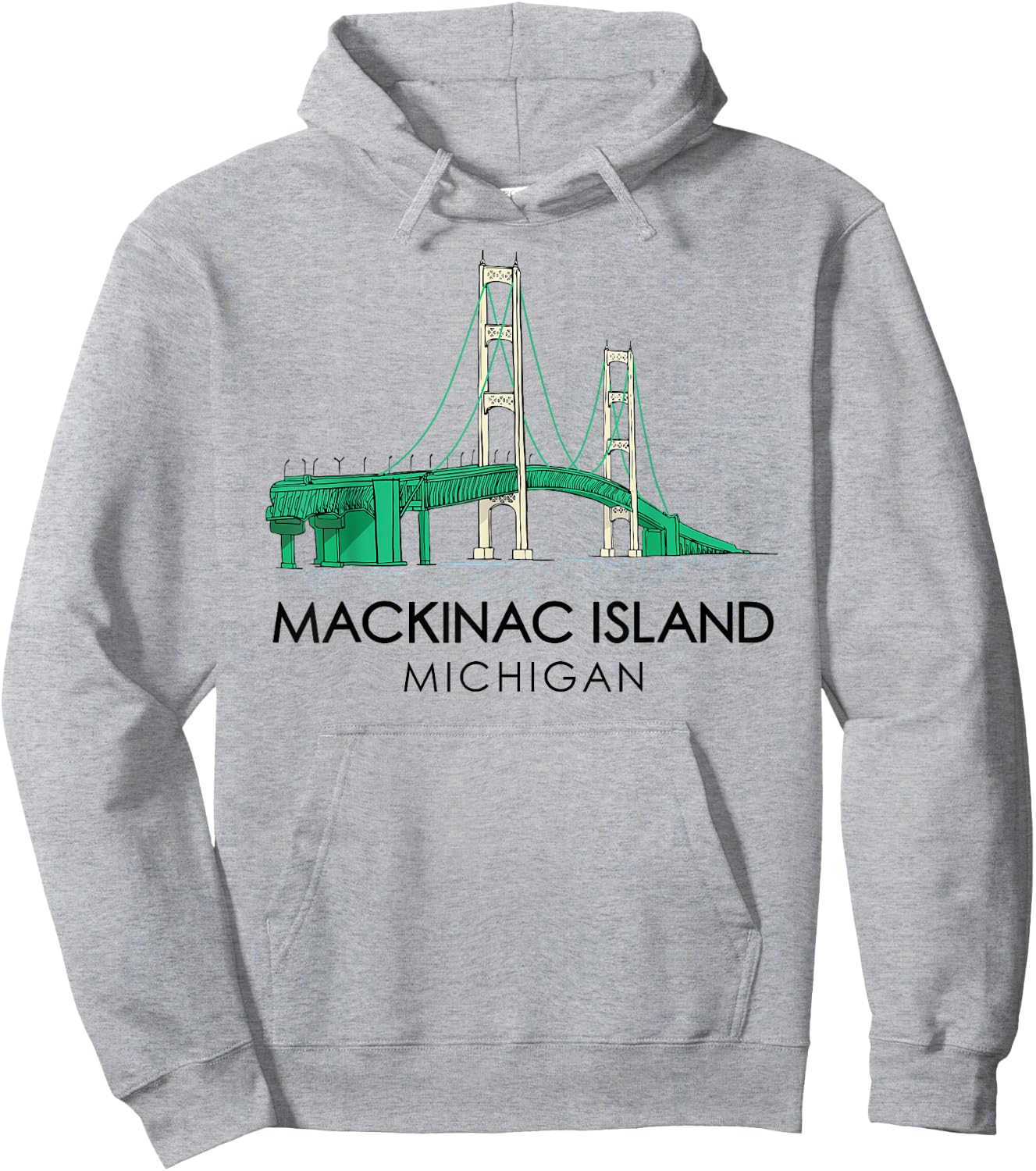 Mackinac Island Bridge Michigan Great Lakes Huron Ferry Trip Hoodie - Hoodie | Ash