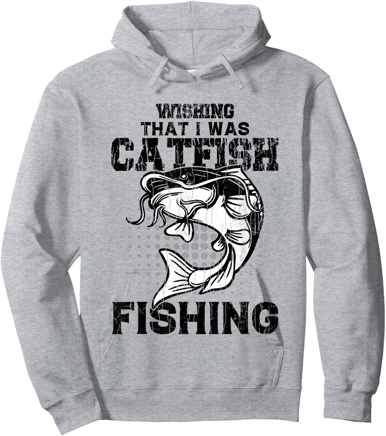 Wishing I Was Catfish Fishing Funny Catfishing Lover Graphic Hoodie - Hoodie | Ash