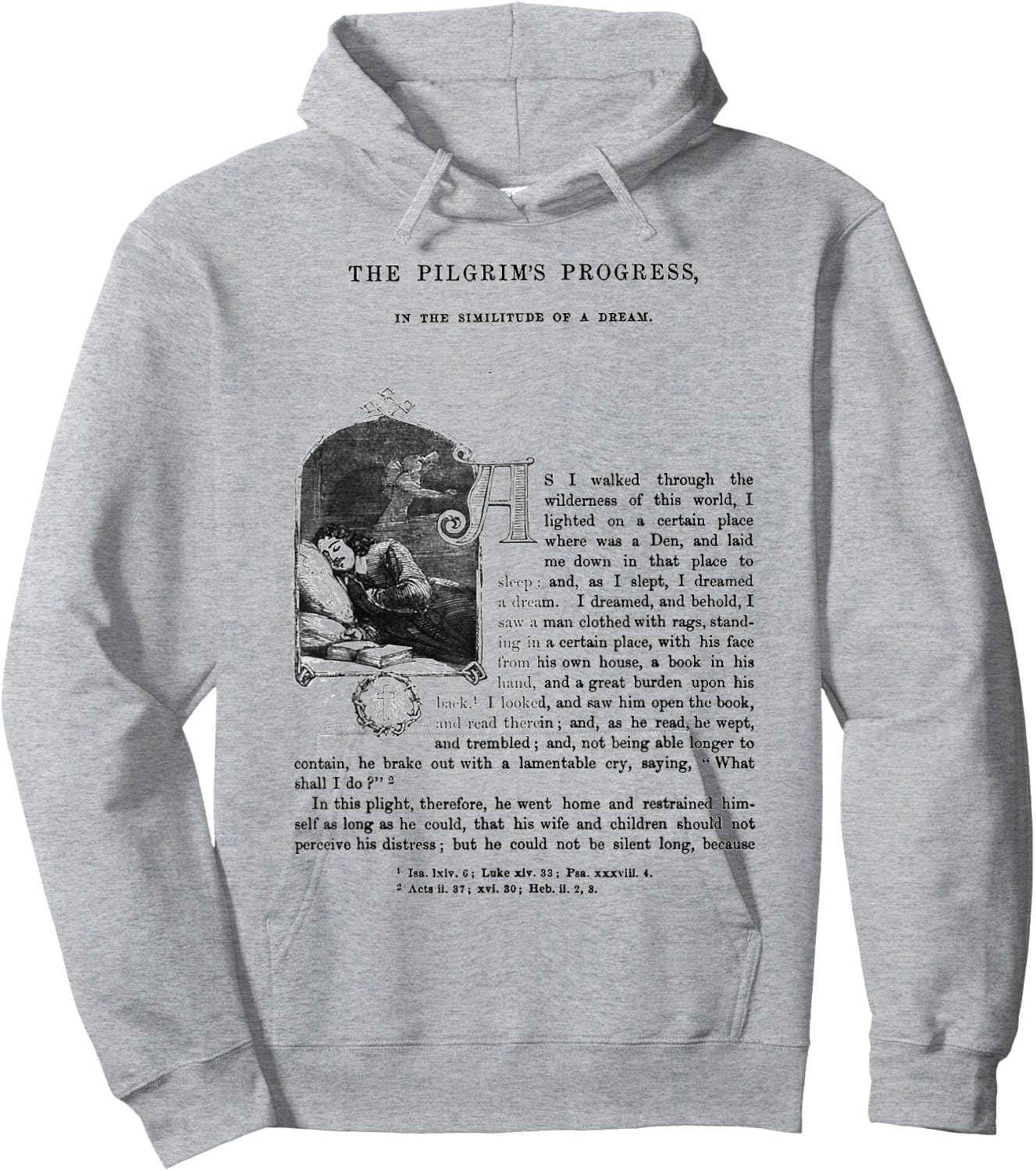 The Pilgrim's Progress John Bunyan First Page Hoodie - Hoodie | Ash