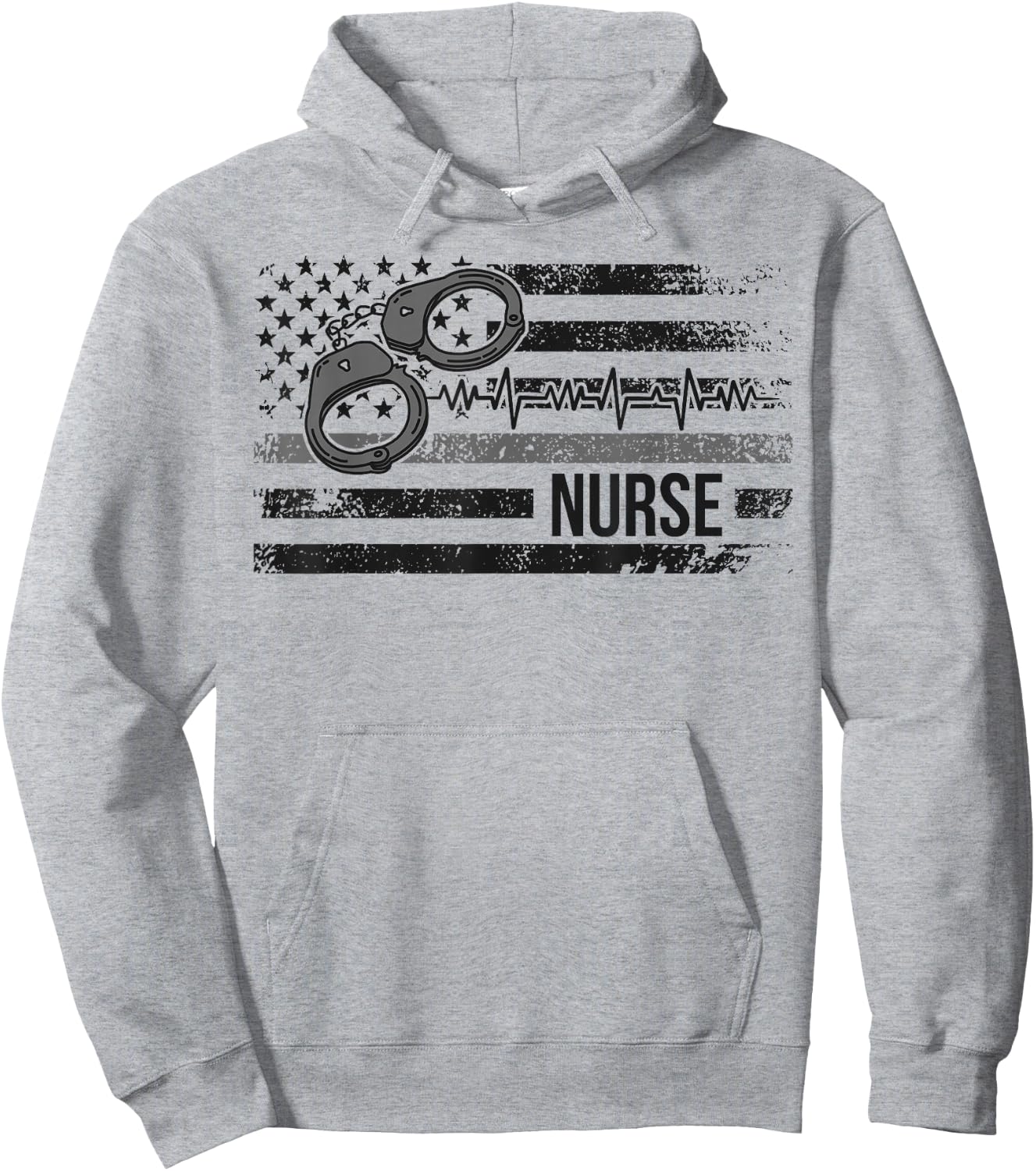 Correctional Nurse American Flag Corrections Nursing Hoodie - Hoodie | Ash