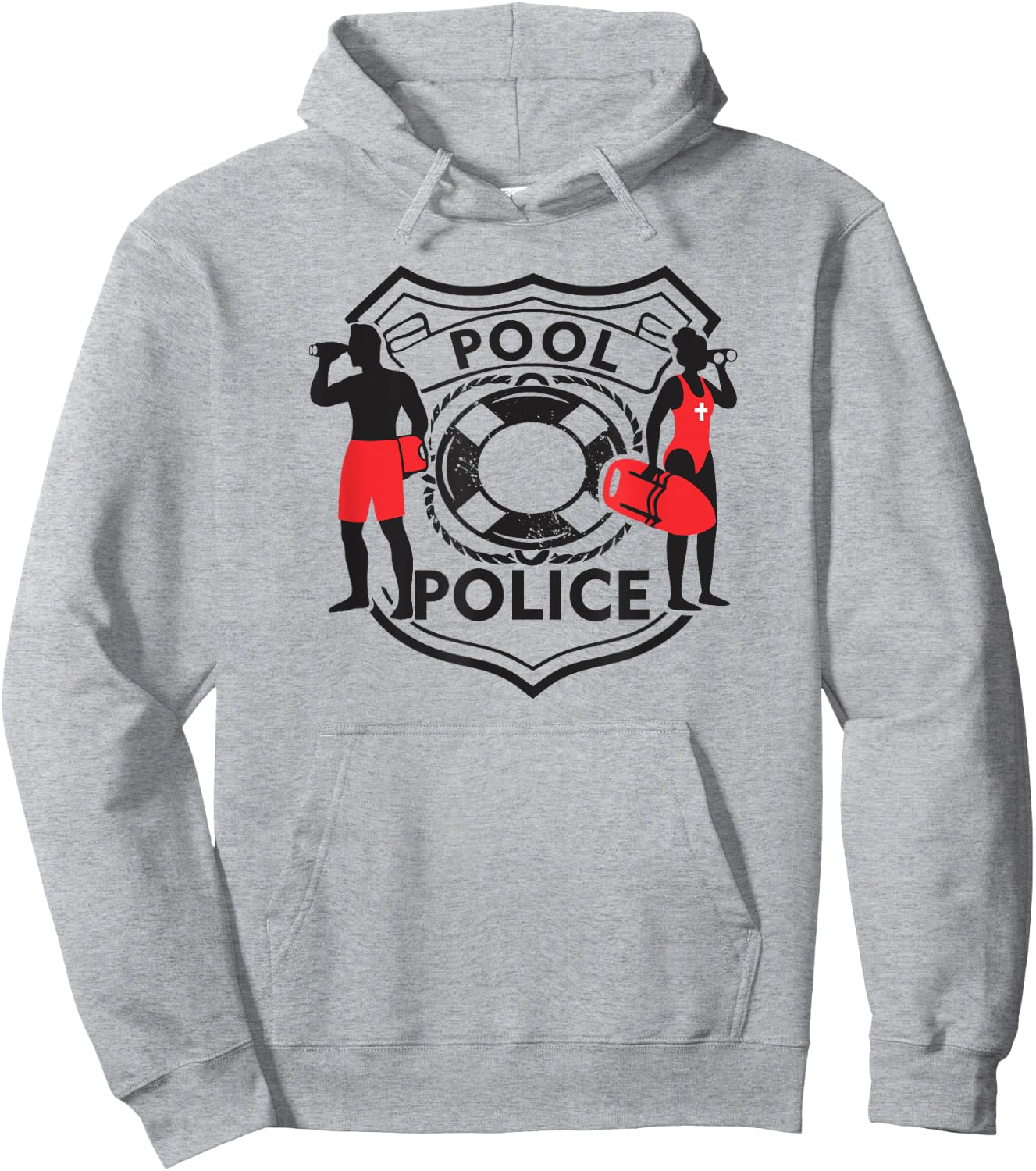 Pool Police, Lifeguard, Funny Pool, Security Hoodie - Hoodie | Ash