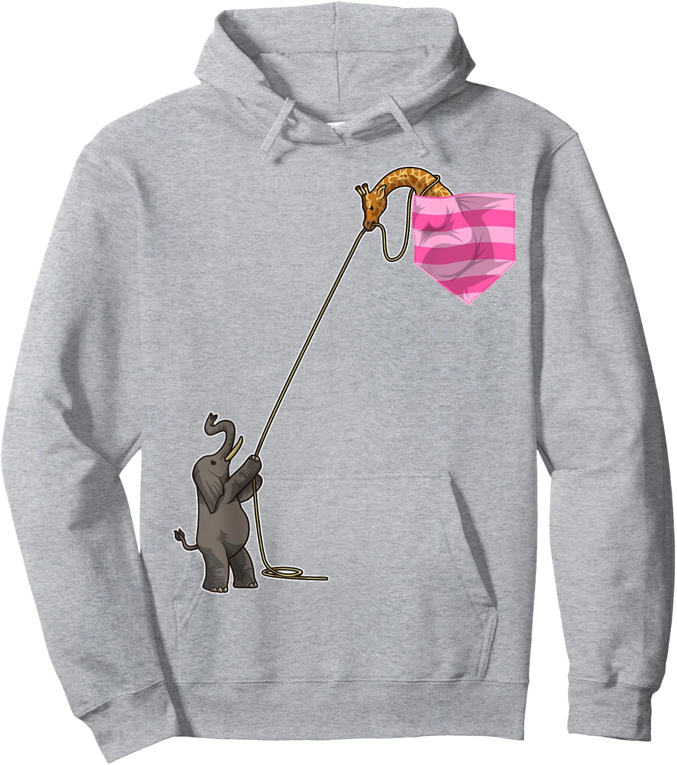 Elephant And Giraffe In A Pocket - Cute Funny Circus Animal Hoodie - Hoodie | Ash