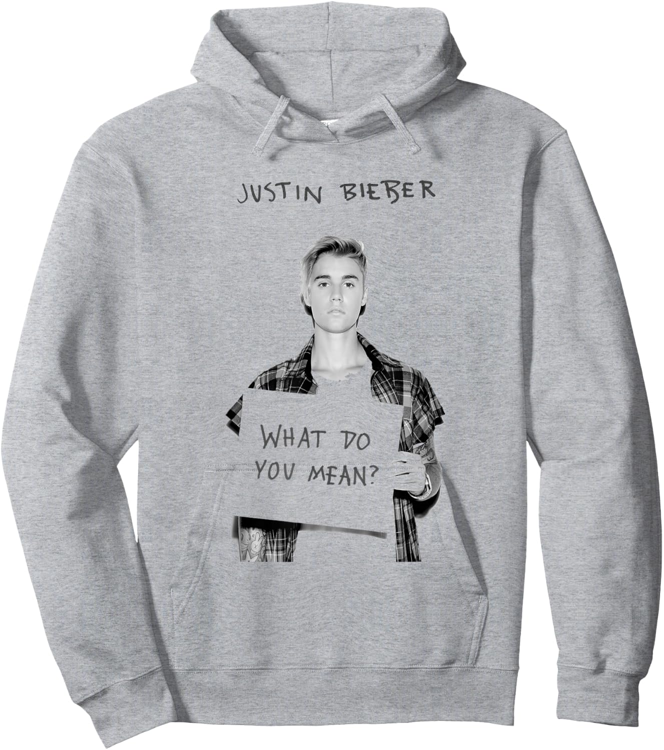 Justin Bieber Official What Do You Mean Single Cover B&W Hoodie - Hoodie | Ash