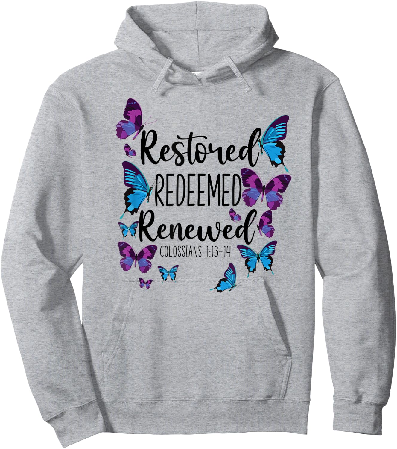 Christian Bible Verse Quote Butterfly Colossians 1:13-14 Hoodie - Hoodie | Ash