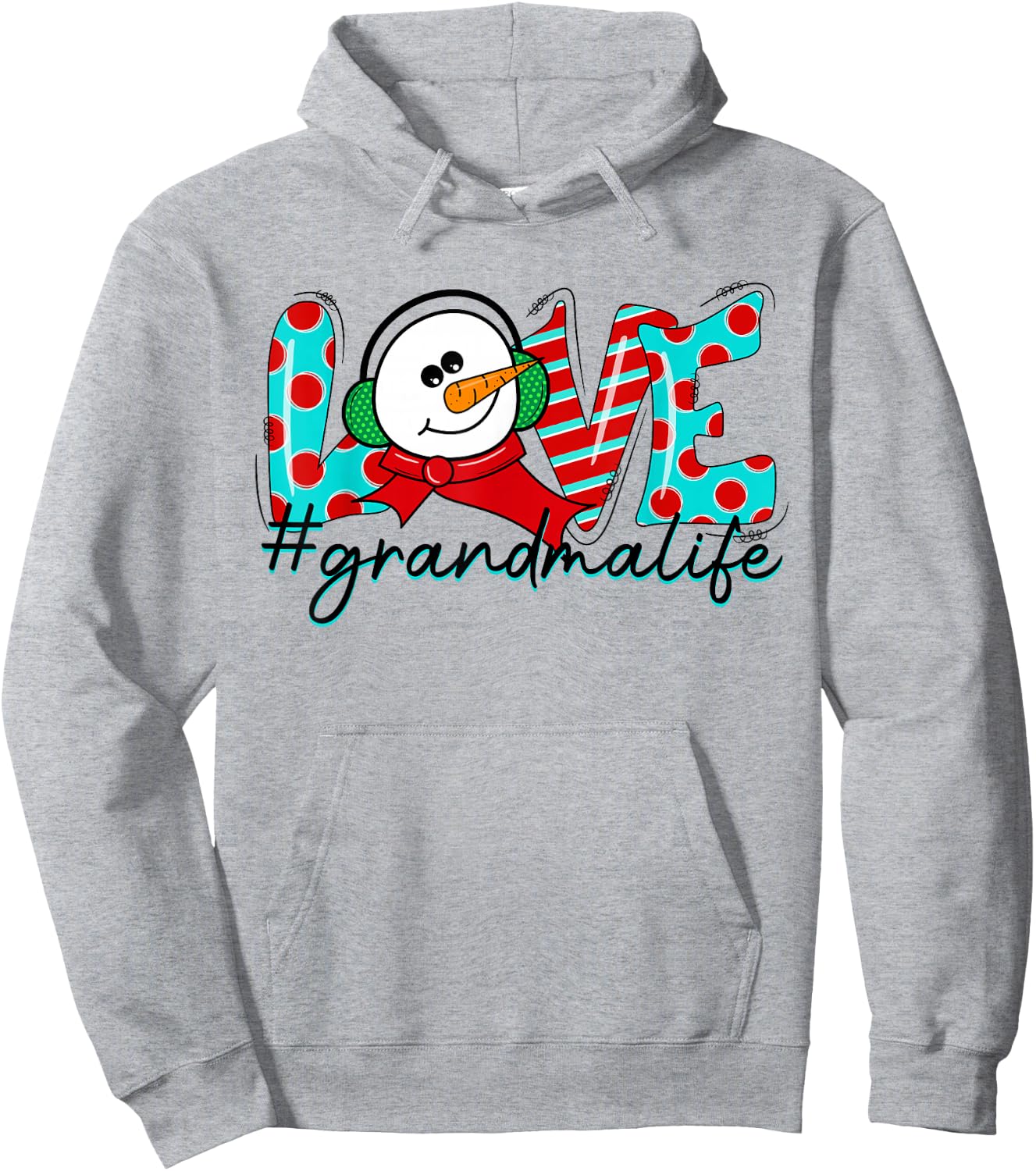 Love Grandma Life Christmas Grandma Xmas Pajama Snowman Hoodie - Hoodie | Ash