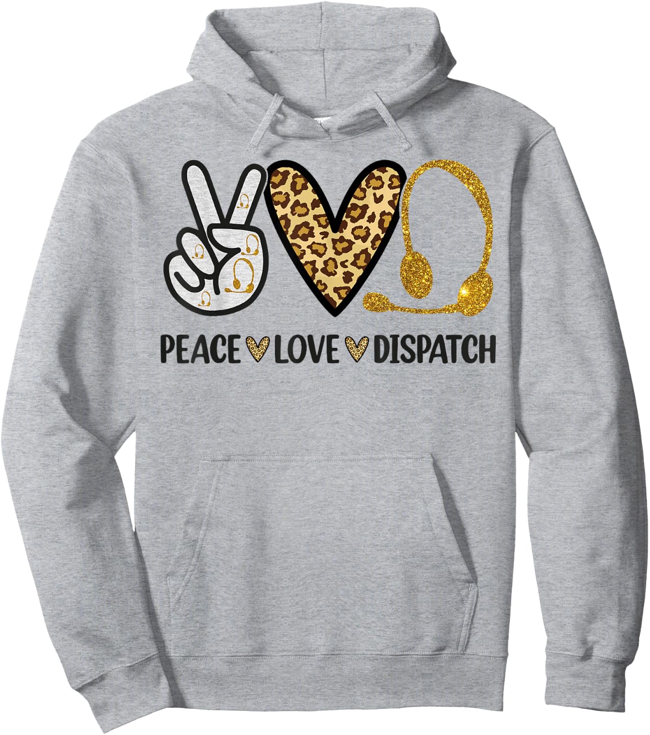 911 Dispatcher Peace Love Dispatch Operator EMS Hoodie - Hoodie | Ash