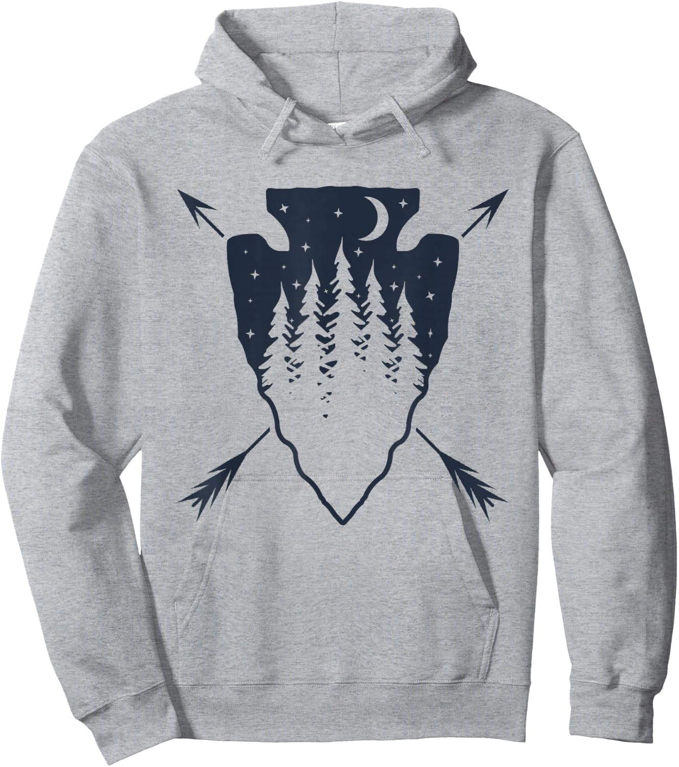 Arrowhead Hunting Pine Tree Moon Scenery Arrowhead Hunter Hoodie - Hoodie | Ash