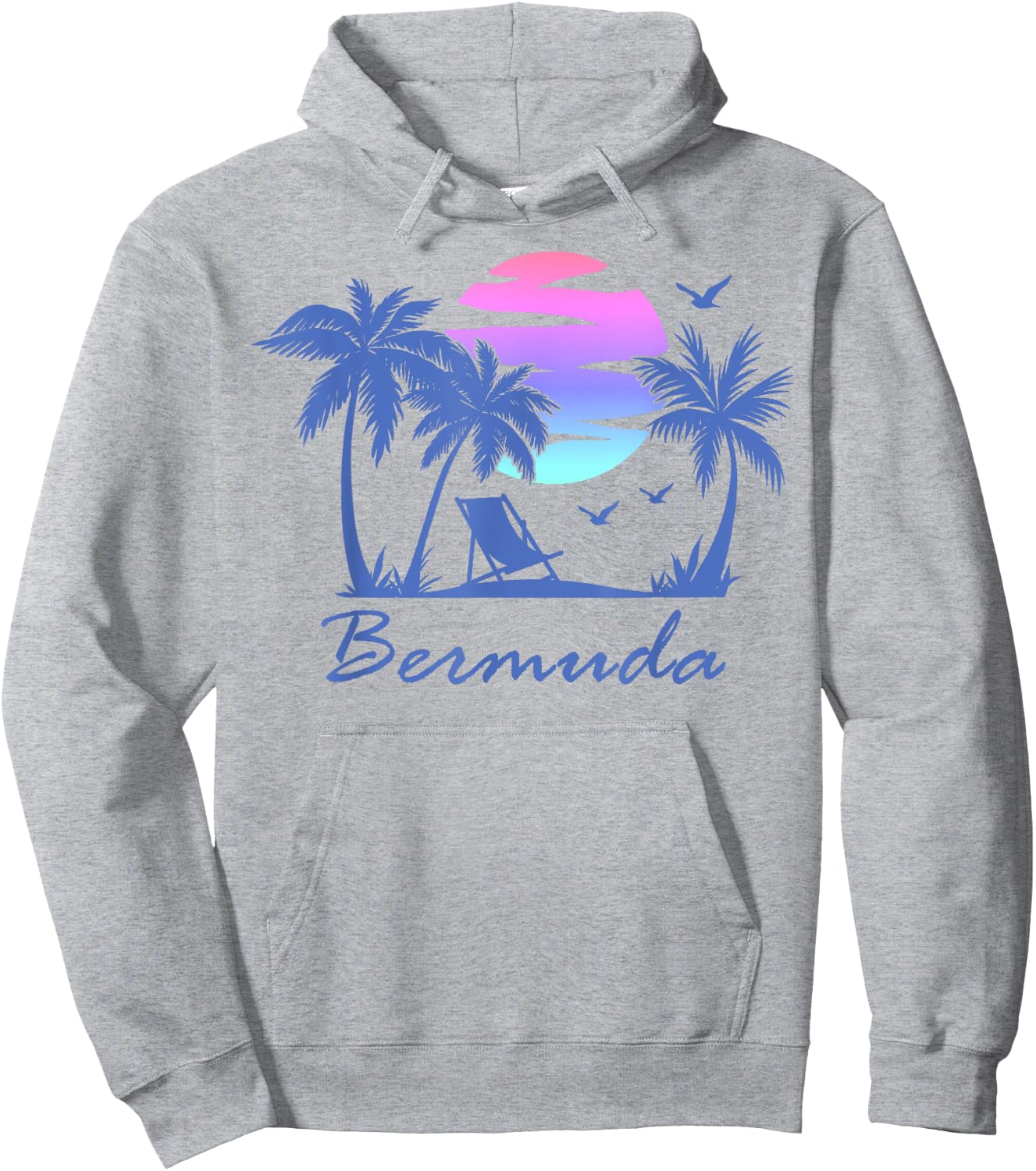 BERMUDA Beach Vacation Trip Retro Vintage Sunset Graphic Women Girls Kids Hoodie - Hoodie | Ash