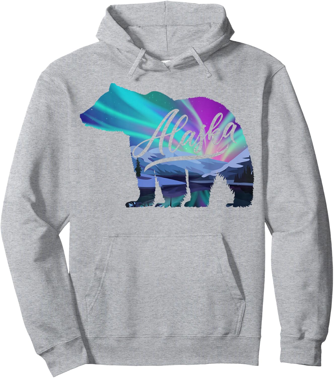 Alaska Alaskan Wildlife Bear Aurora Borealis The Polar Sky Hoodie - Hoodie | Ash