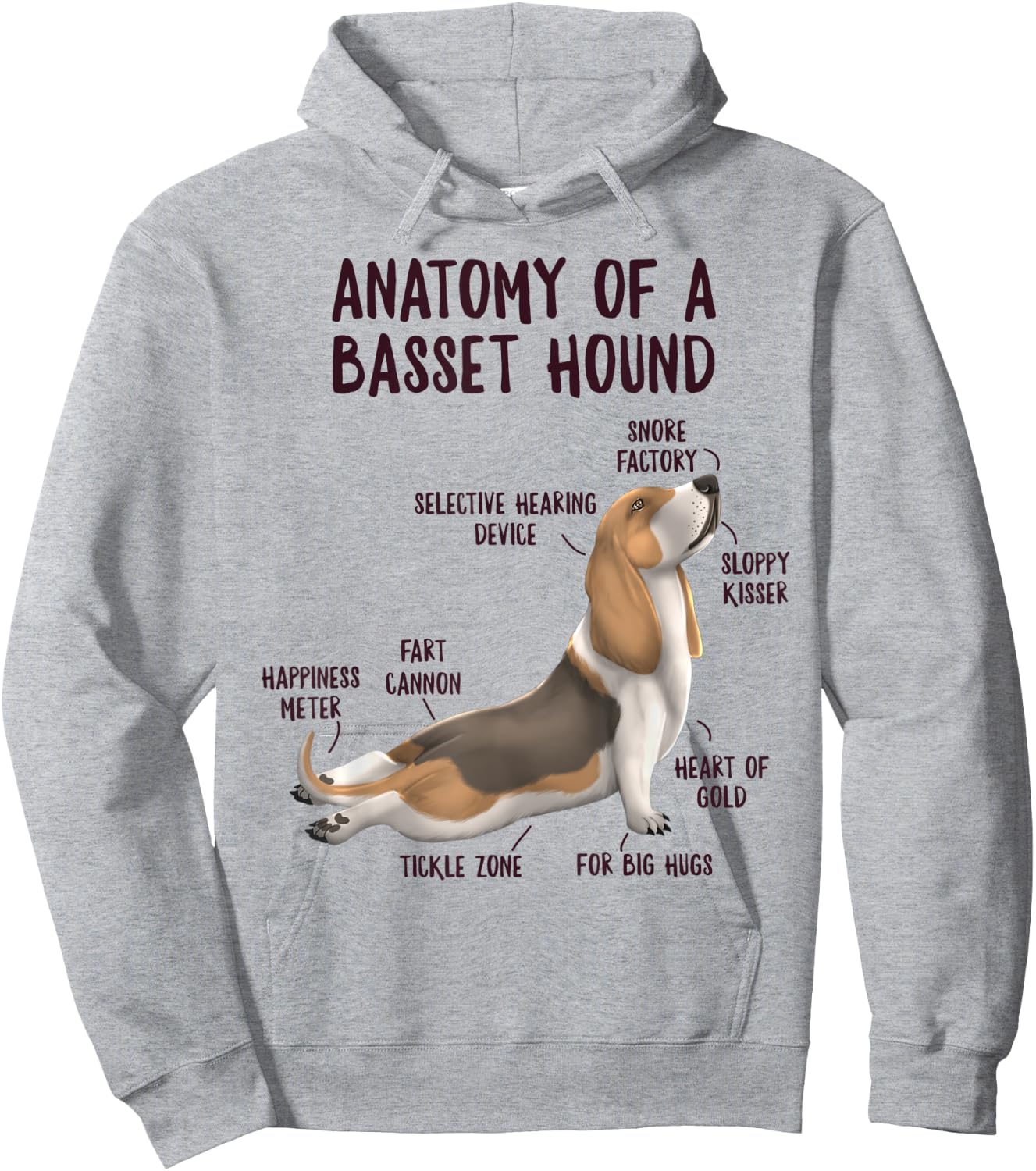 Anatomy of A Basset Hound Funny Dog Owner Puppy Lover Hoodie - Hoodie | Ash