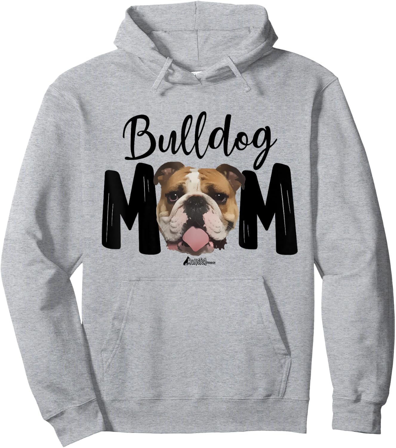 Cute English Bulldog Mom Top, Funny Bully Dog Mom Hoodie - Hoodie | Ash