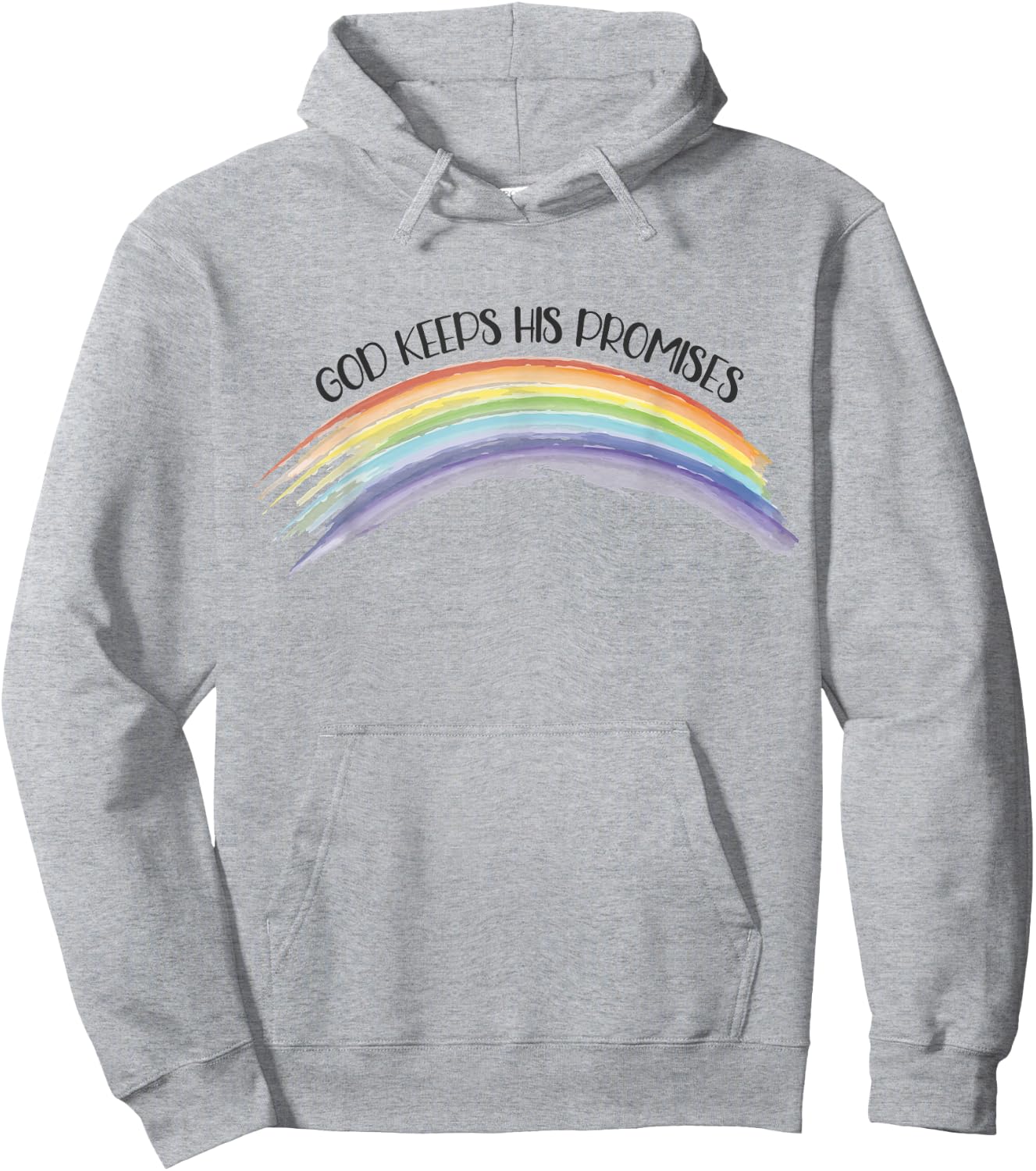 In God We Trust Apparel Rainbow God Keeps His Promises, Christian Religious Faith Grey Hoodie - Hoodie | Ash
