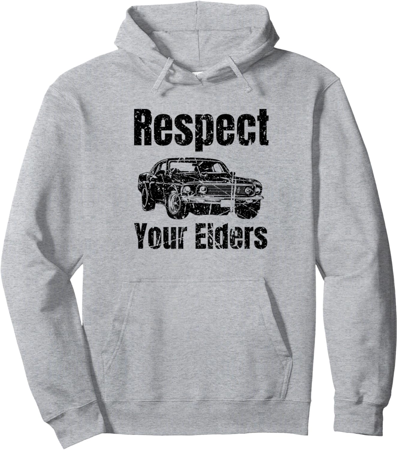Funny Car - Vintage Respect Your Elders Classic Muscle Car Hoodie - Hoodie | Ash