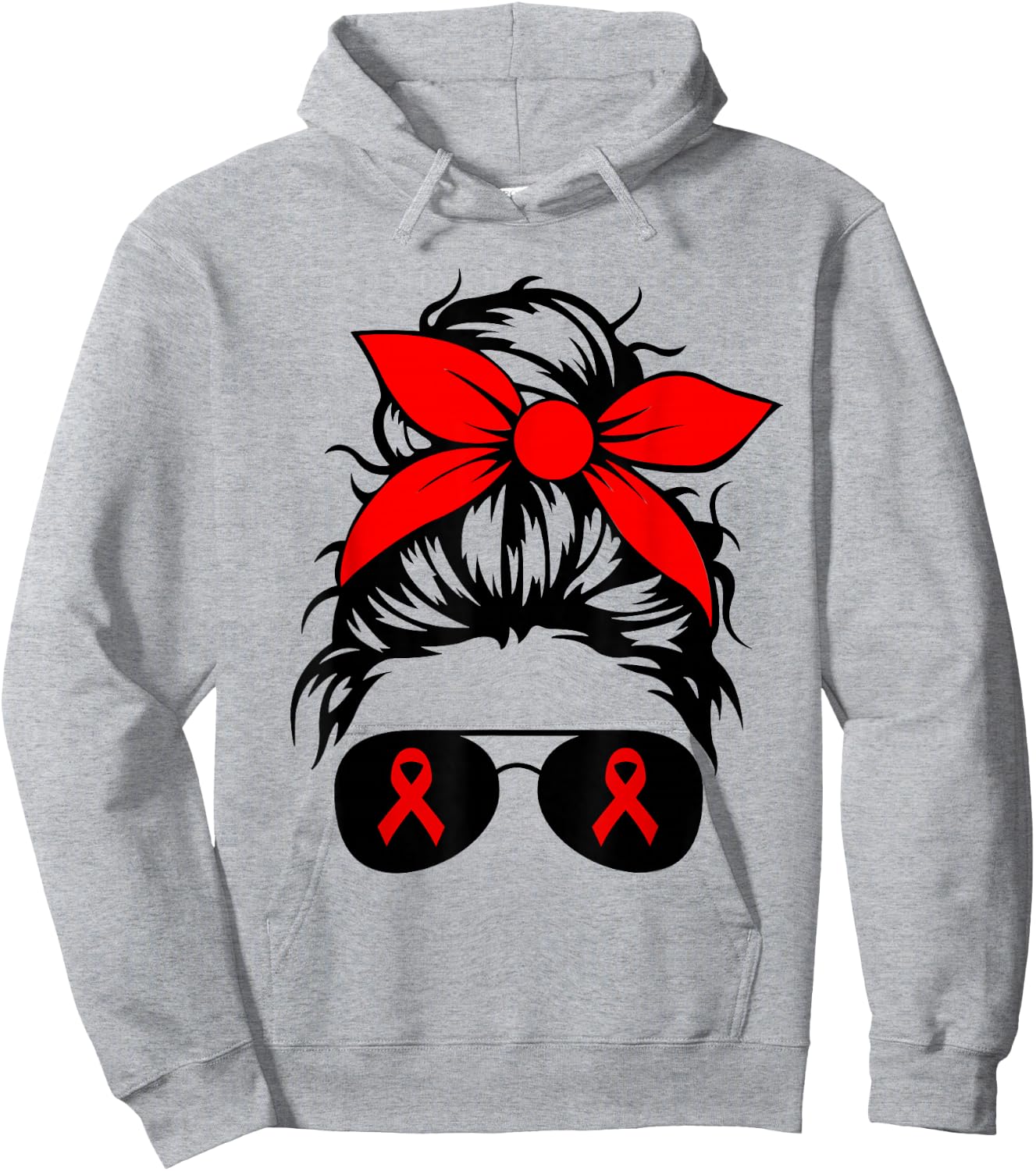 We Wear Red For Red Ribbon Week Awareness Messy Bun Gifts Hoodie - Hoodie | Ash