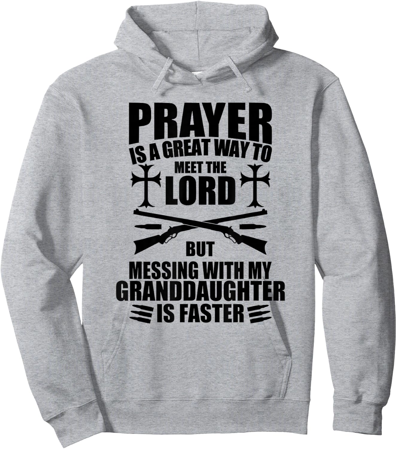 Don't Mess with My Granddaughter Gun Funny for Papa Hoodie - Hoodie | Ash