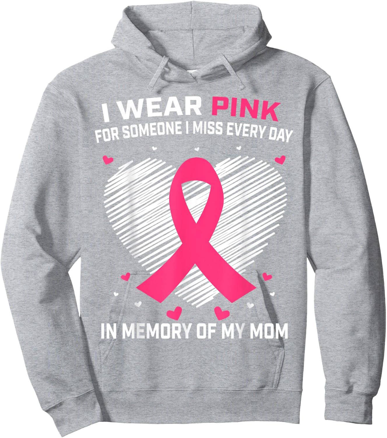 Mother I Wear Pink In Memory Of Mom Breast Cancer Awareness Hoodie - Hoodie | Ash