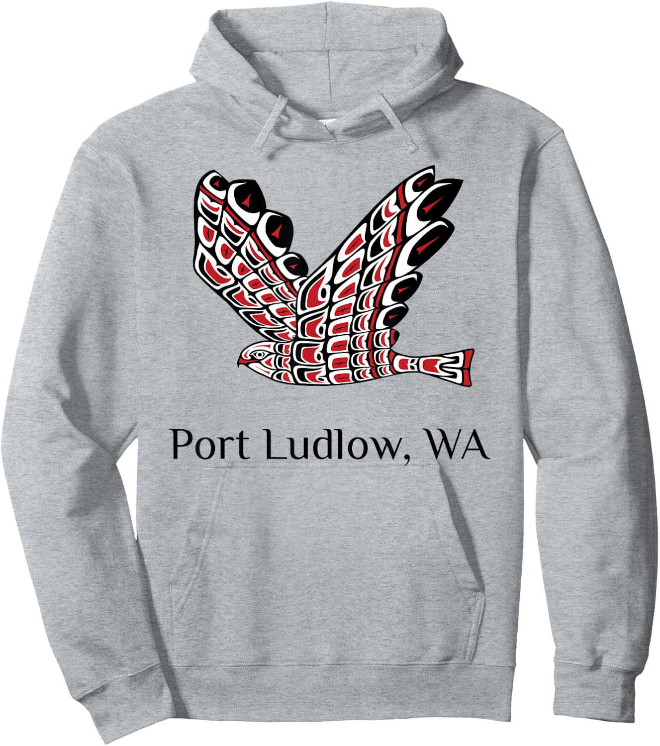 Port Ludlow WA Red Tail Hawk Native American Indian Hoodie - Hoodie | Ash