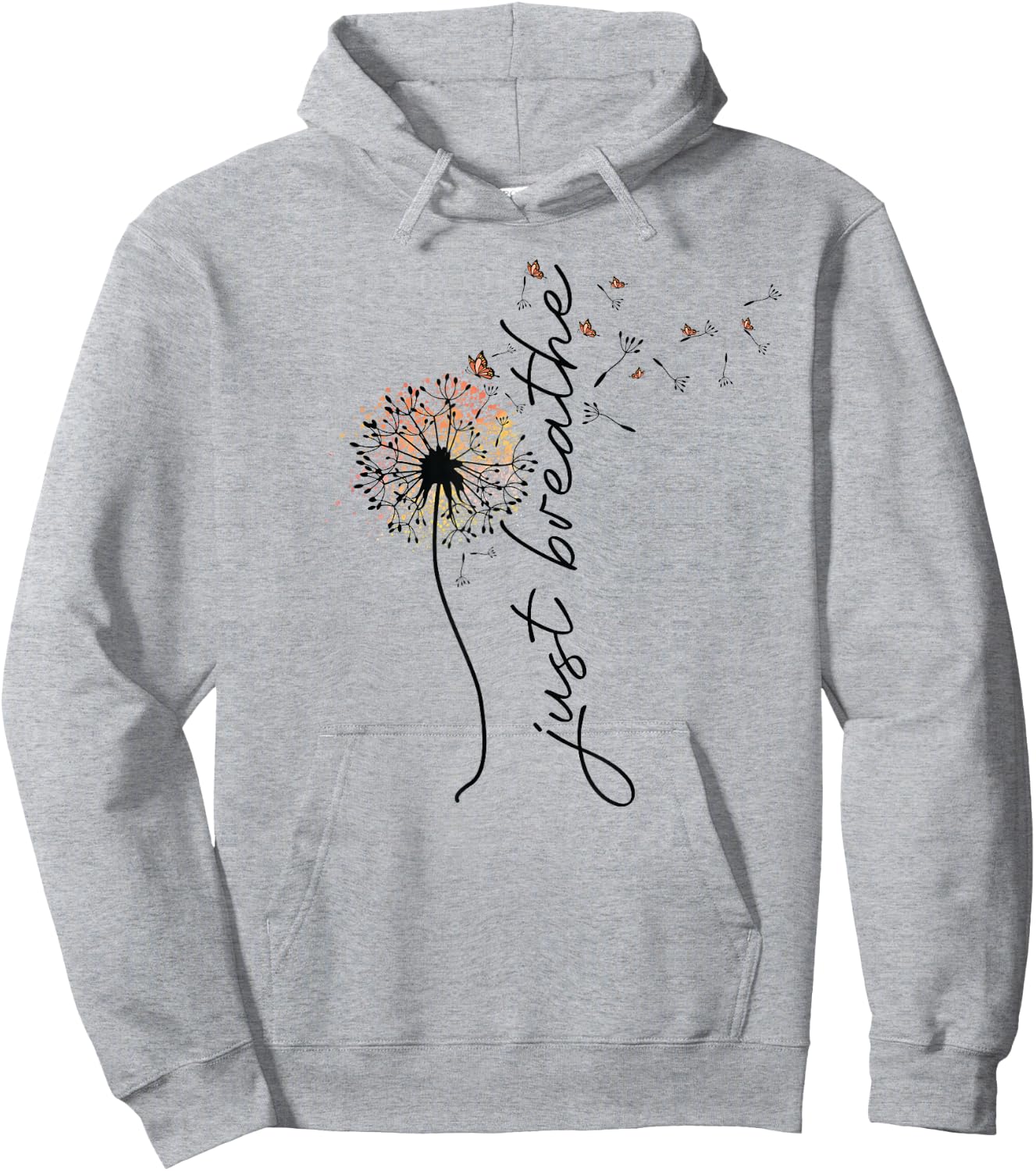 Just Breathe Dandelion and Buterflies Summer Top Hoodie - Hoodie | Ash