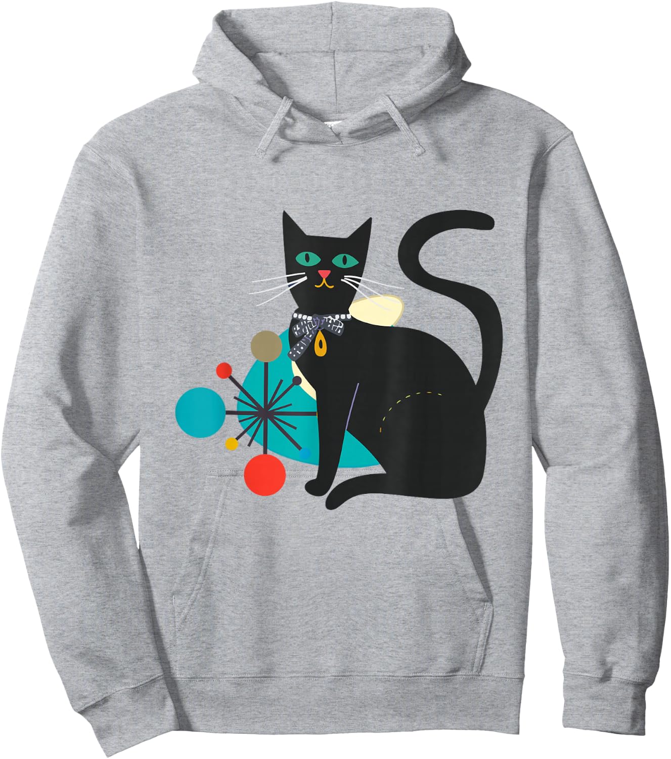Cat Retro Midcentury Atomic Age Feline Mid Century Hoodie - Hoodie | Ash