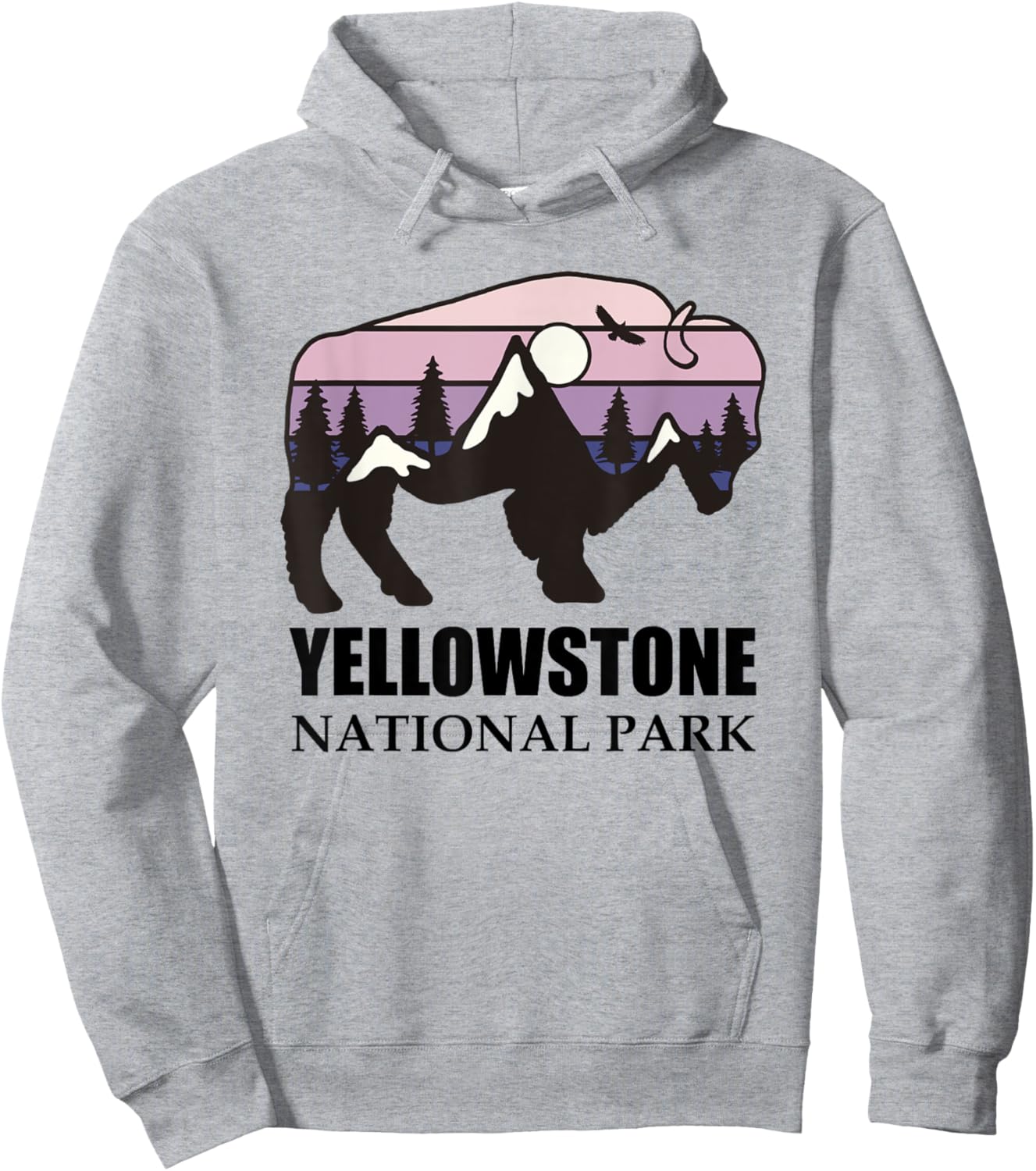 Retro Bison Yellowstone National Park Vintage Buffalo Hoodie - Hoodie | Ash