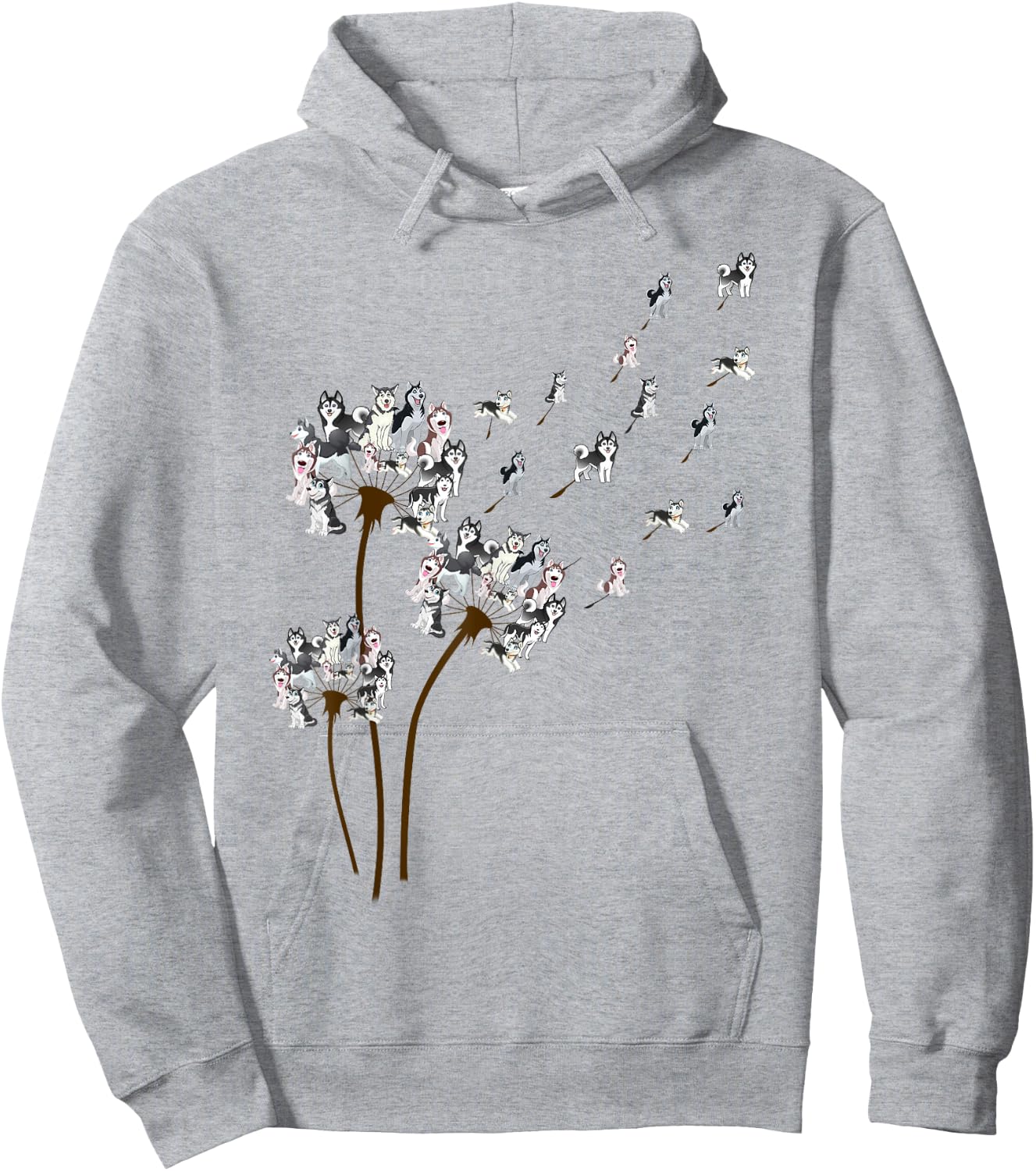 Husky Dandelion Funny Gift Dog Lovers Hoodie - Hoodie | Ash
